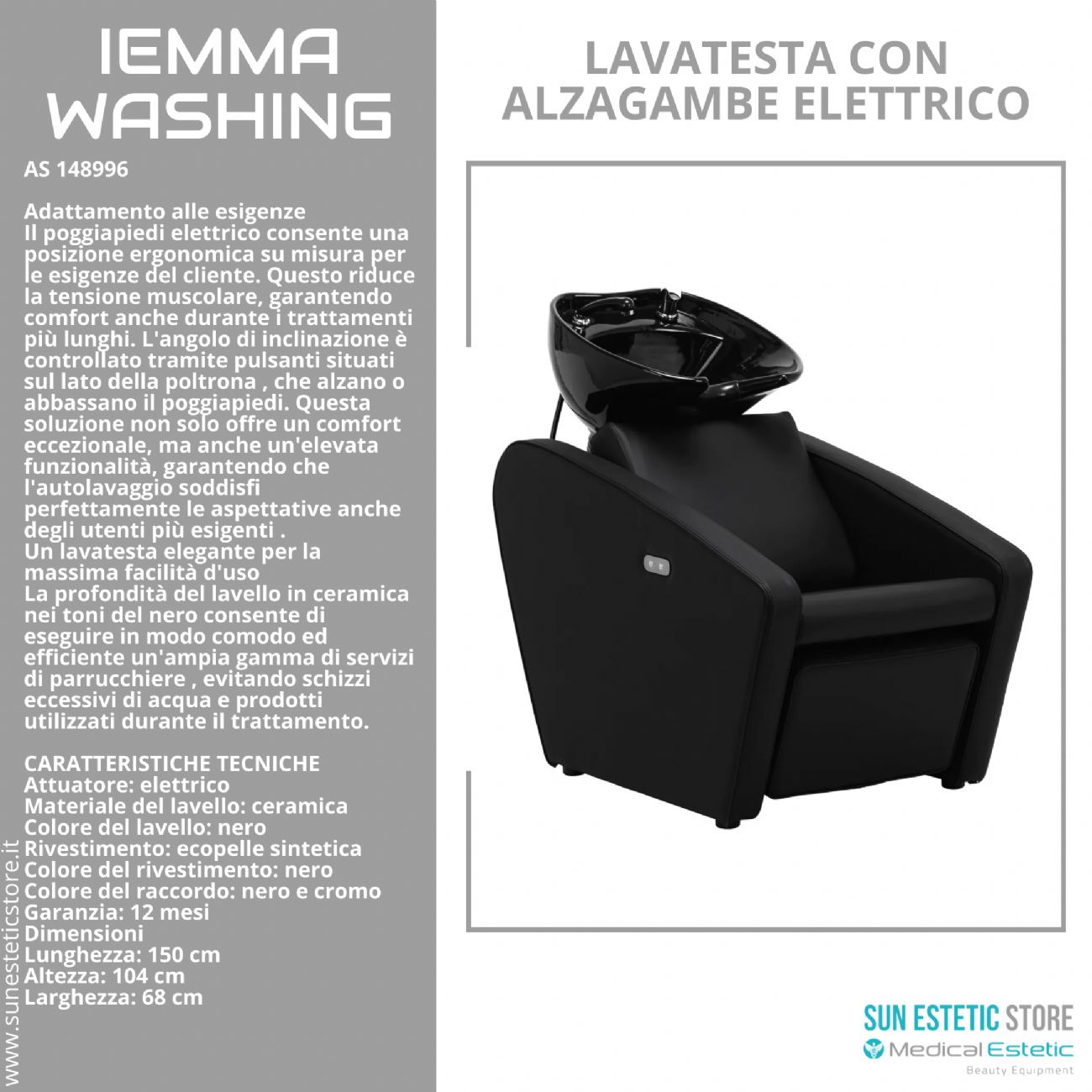 Iemma Washing lavatesta con alzagambe elettrico