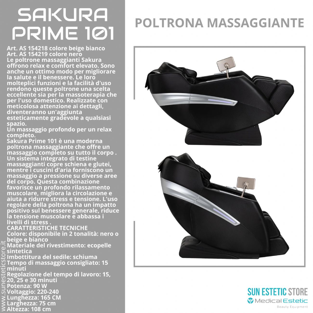 Sakura Prime 101 poltrona massaggiante relax