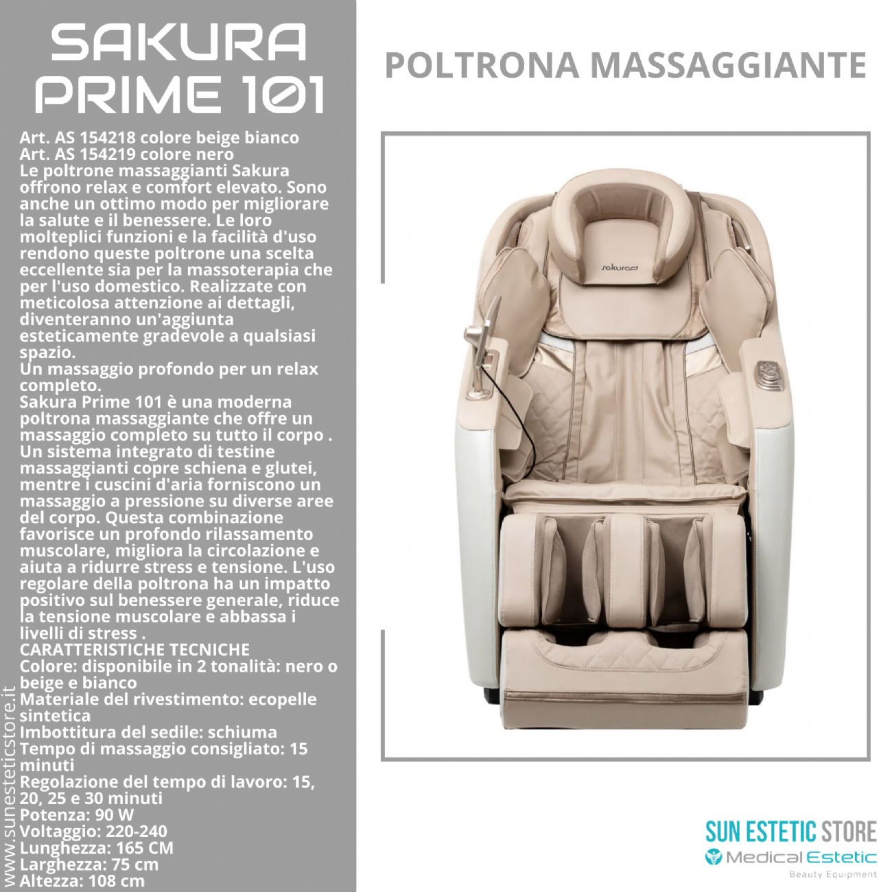 Sakura Prime 101 poltrona massaggiante relax