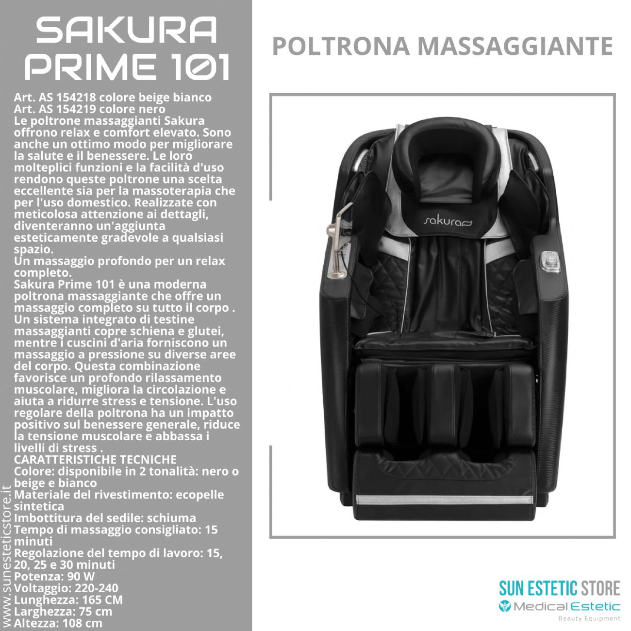 Sakura Prime 101 poltrona massaggiante relax