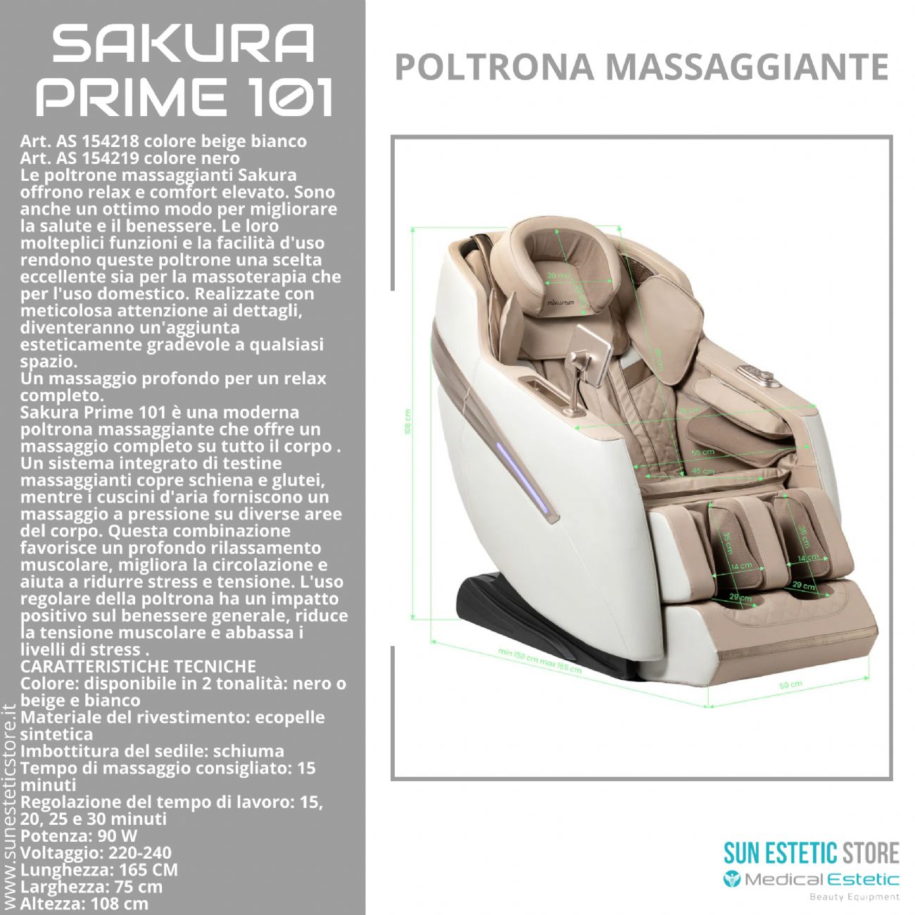 Sakura Prime 101 poltrona massaggiante relax