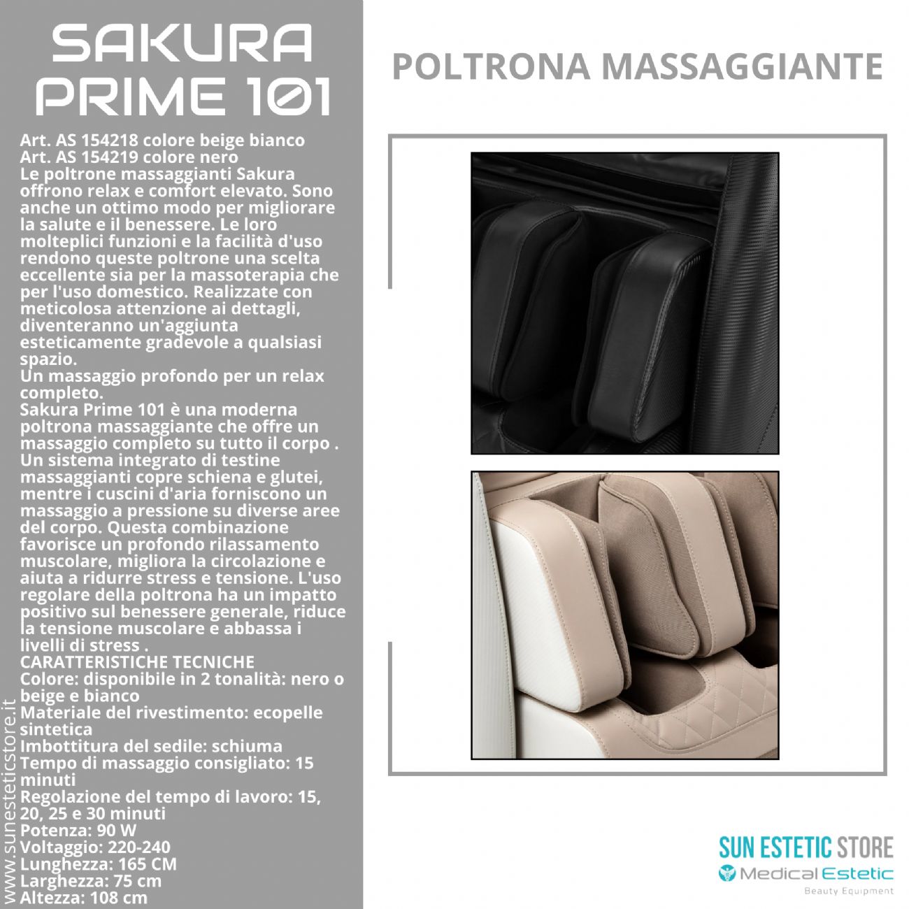 Sakura Prime 101 poltrona massaggiante relax