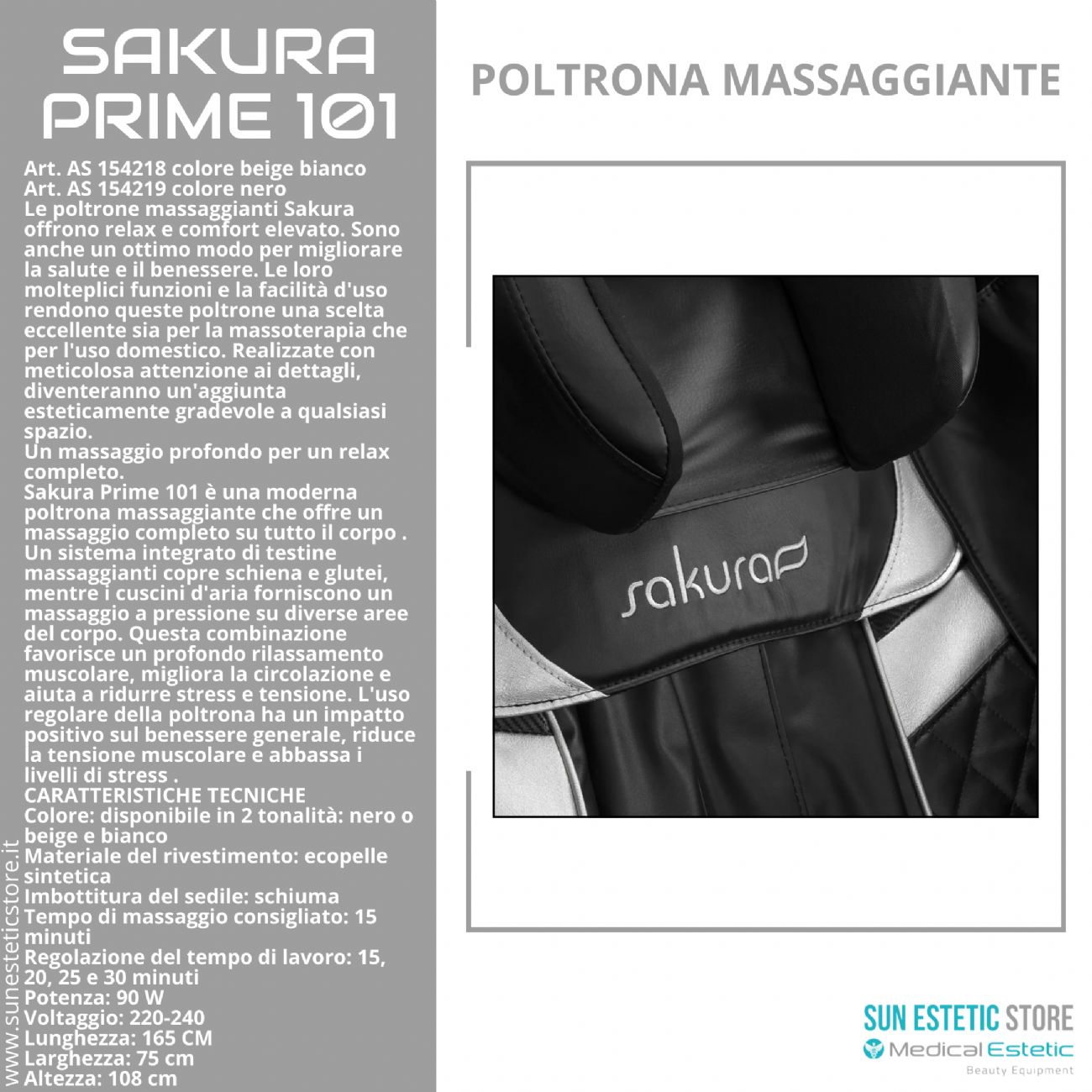 Sakura Prime 101 poltrona massaggiante relax