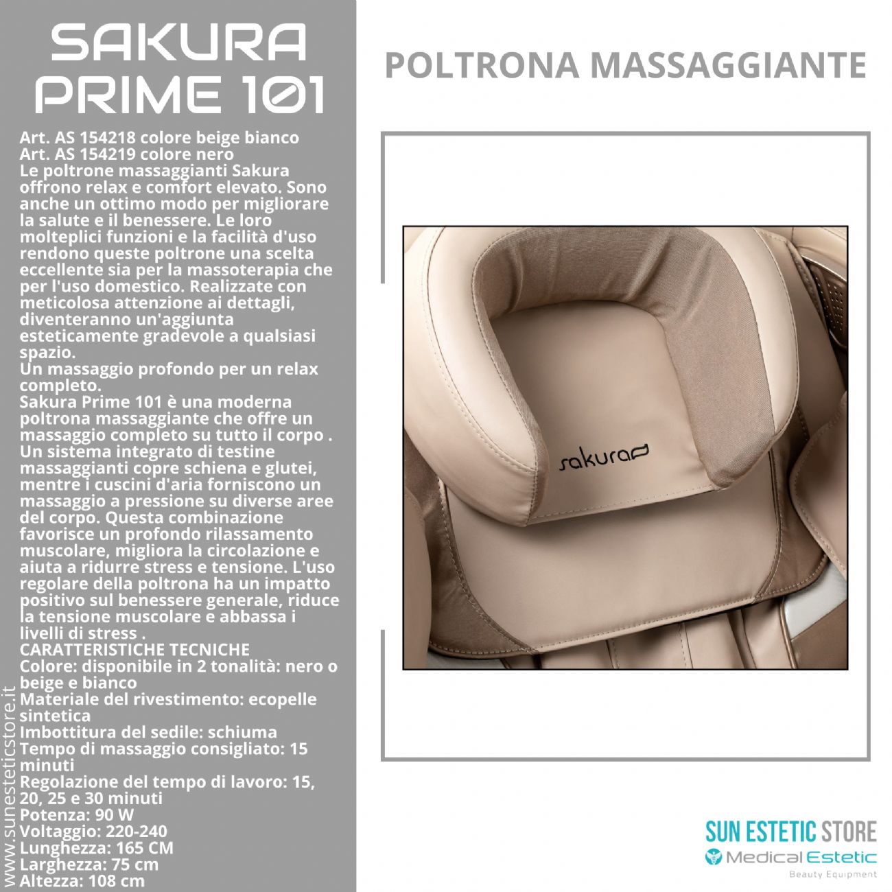 Sakura Prime 101 poltrona massaggiante relax