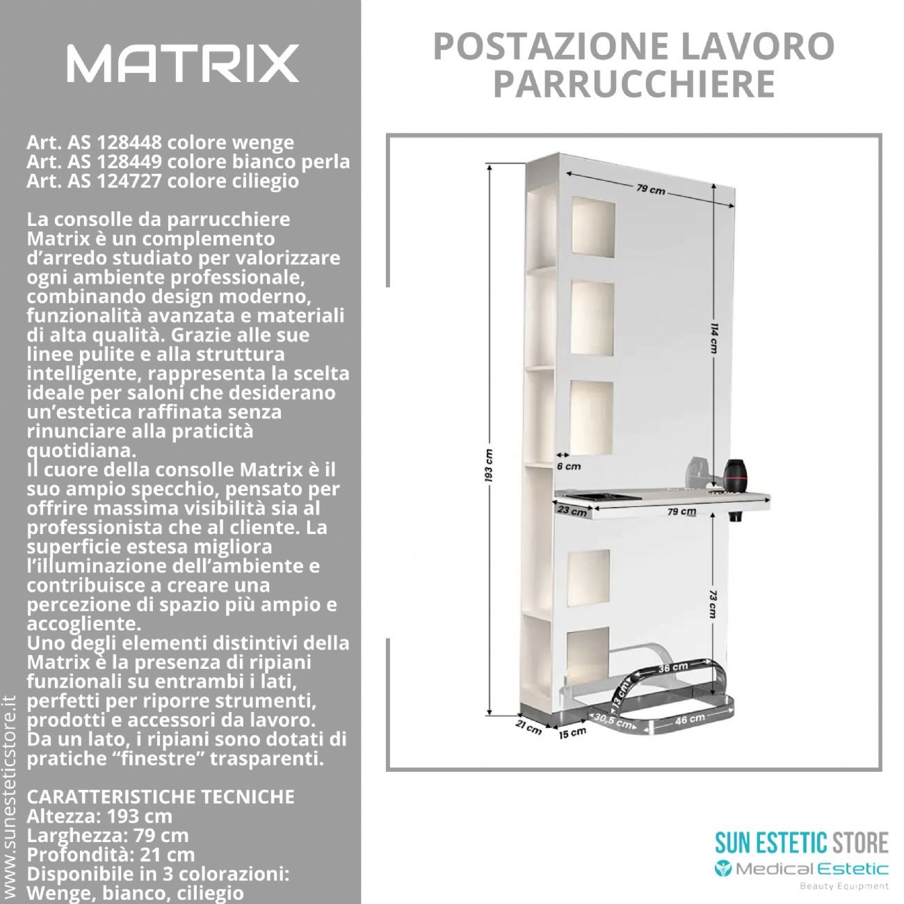 Matrix postazione lavoro parrucchiere