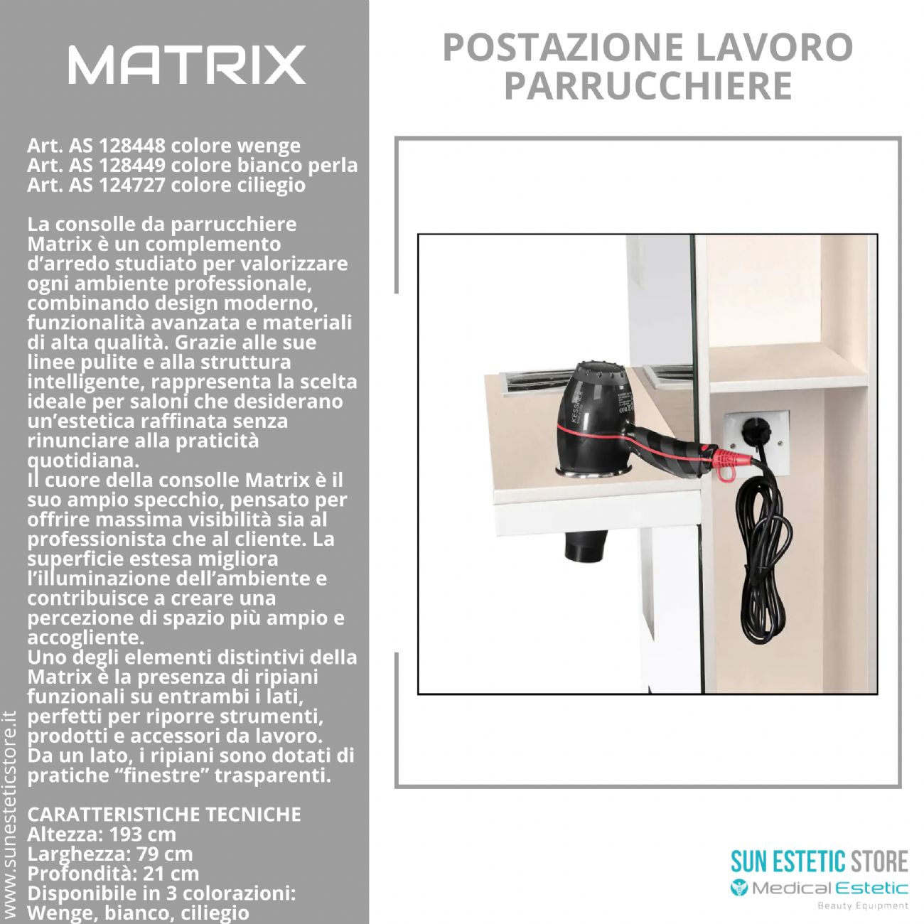 Matrix postazione lavoro parrucchiere