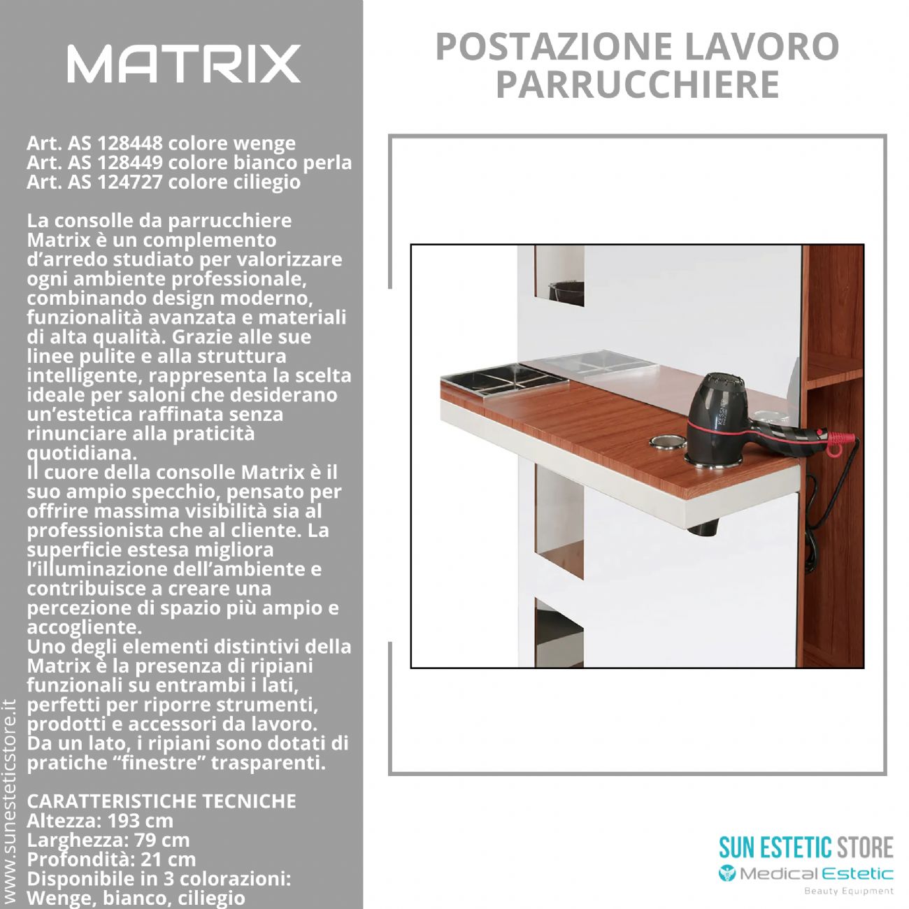 Matrix postazione lavoro parrucchiere