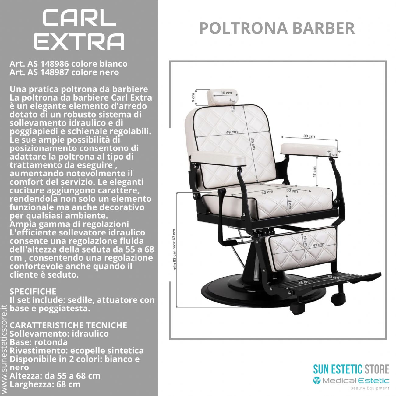 Carl Extra poltrona maschile barbiere barber