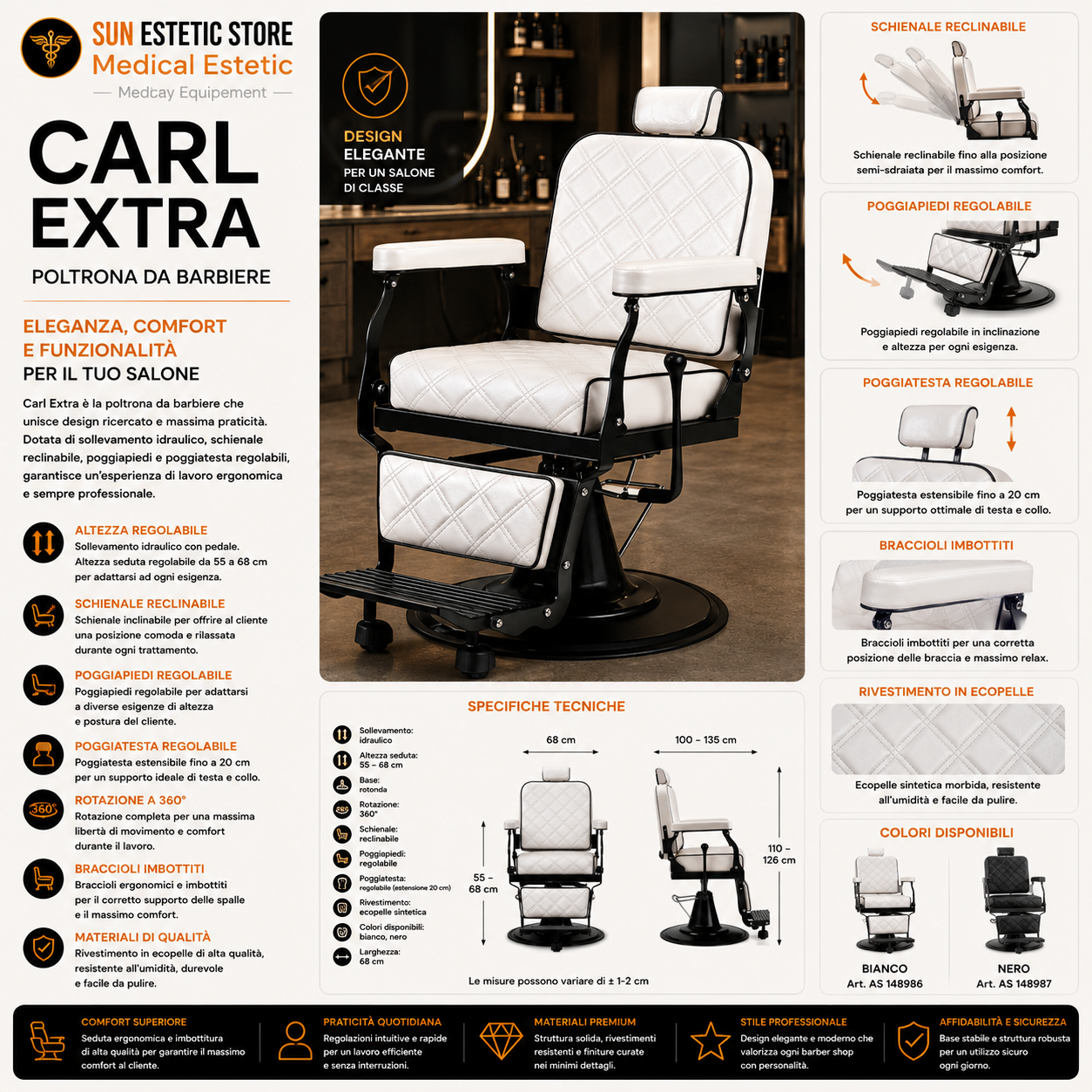 Carl Extra poltrona maschile barbiere barber