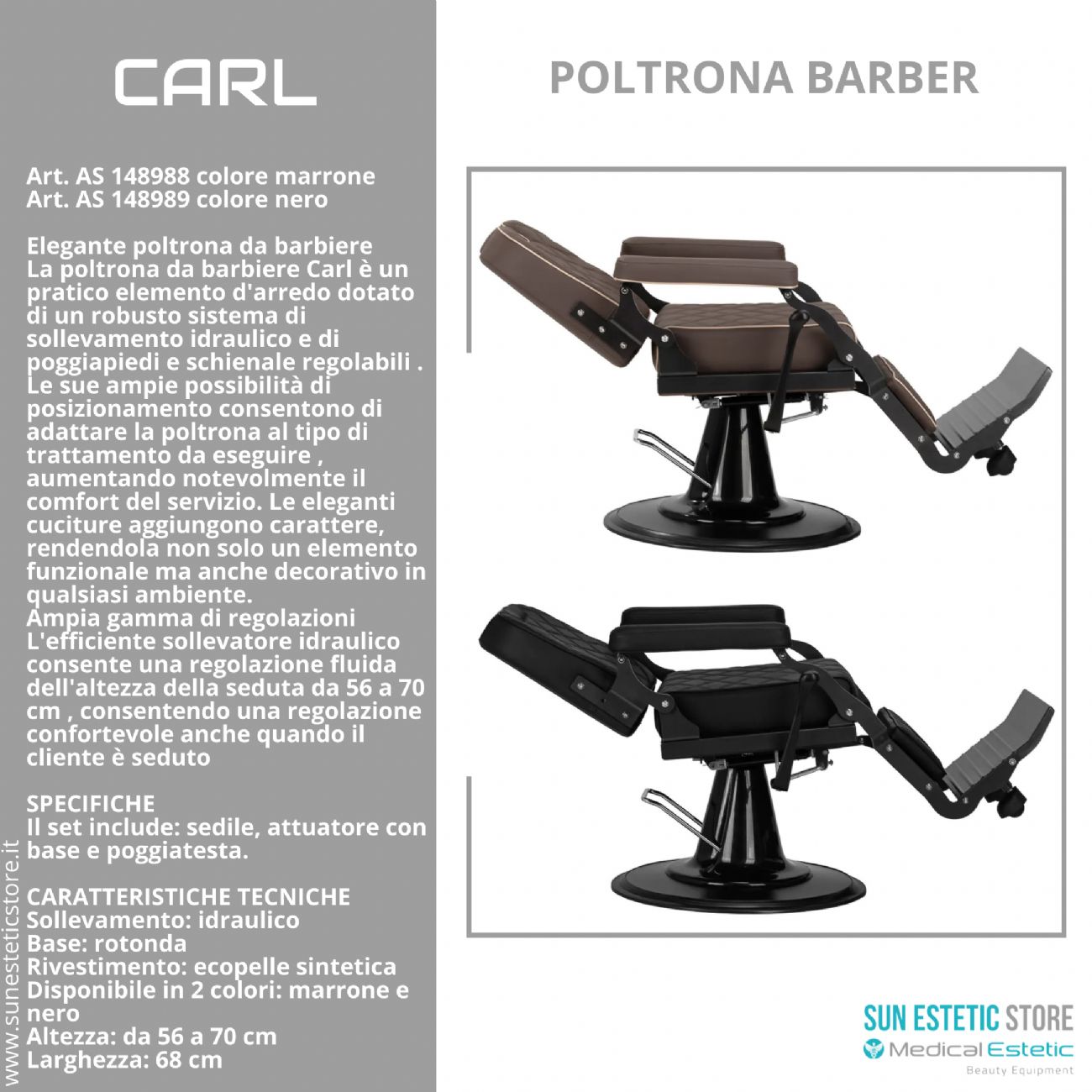 Carl poltrona maschile barber shop