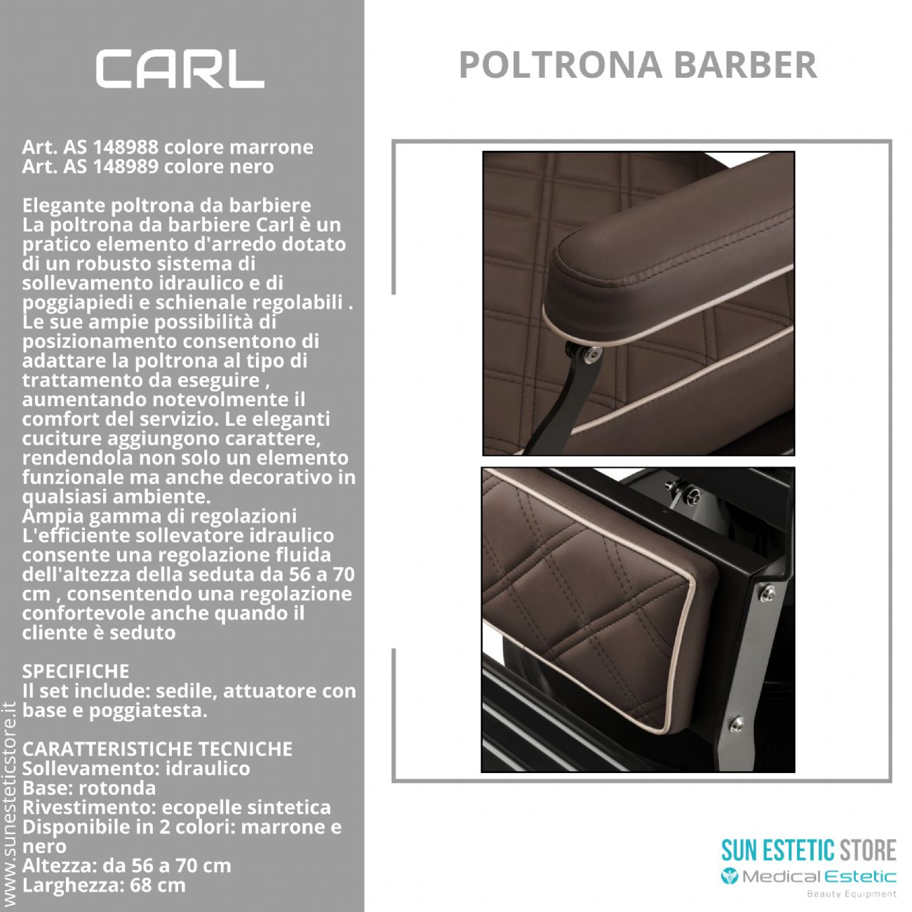 Carl poltrona maschile barber shop