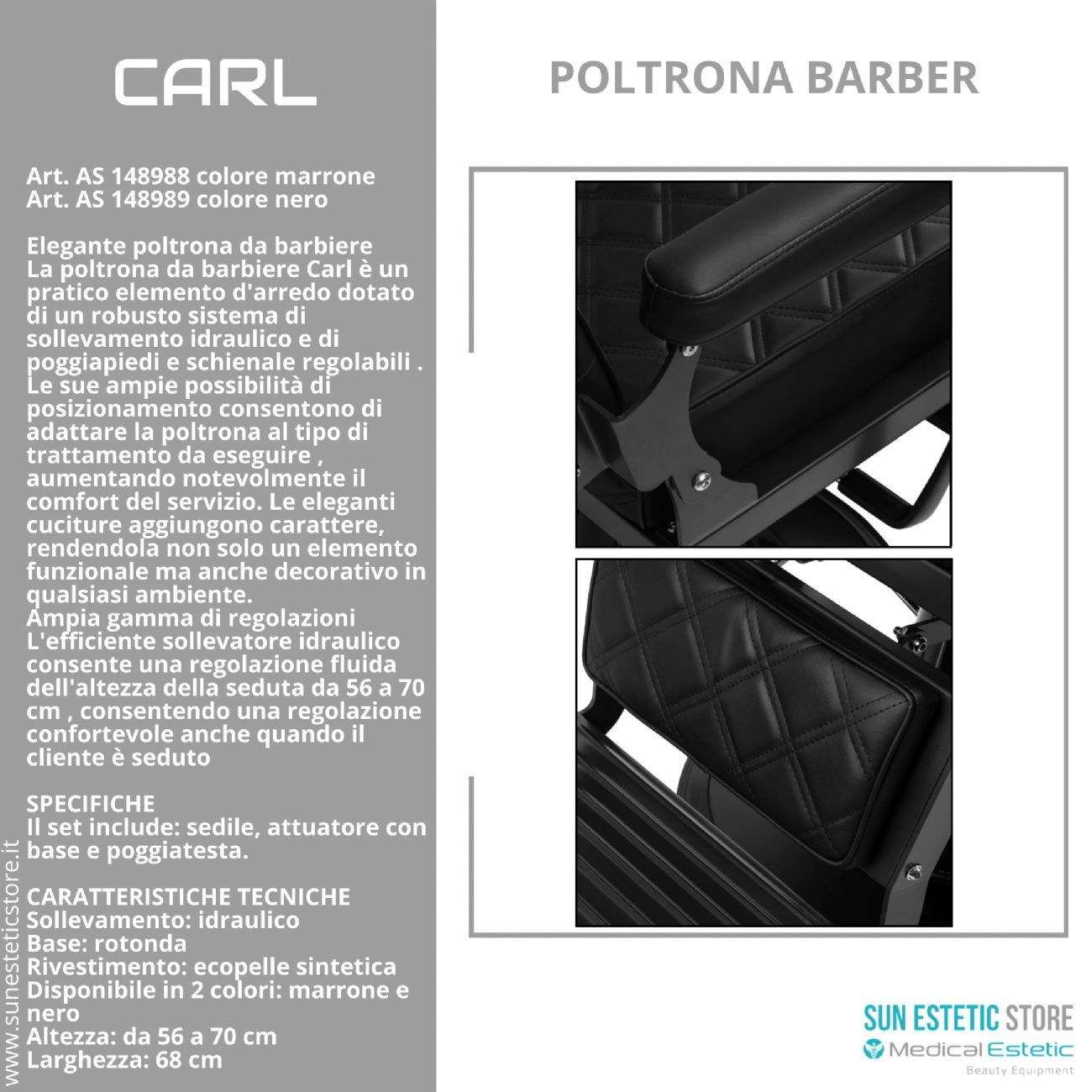 Carl poltrona maschile barber shop