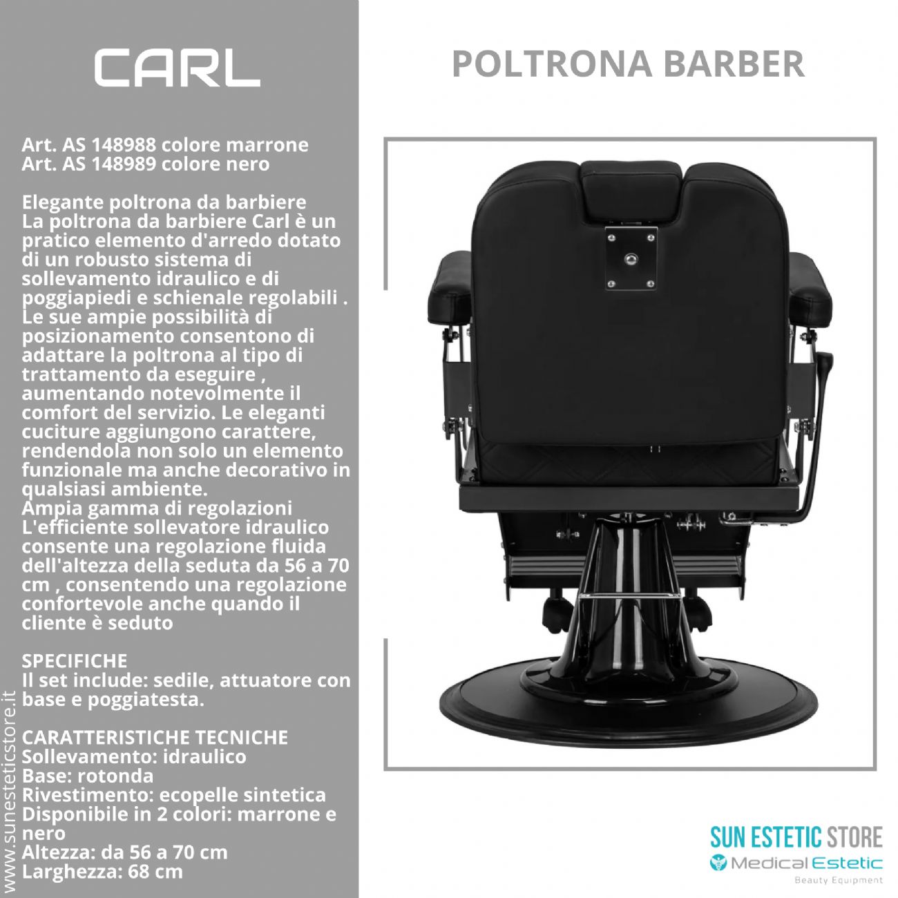 Carl poltrona maschile barber shop