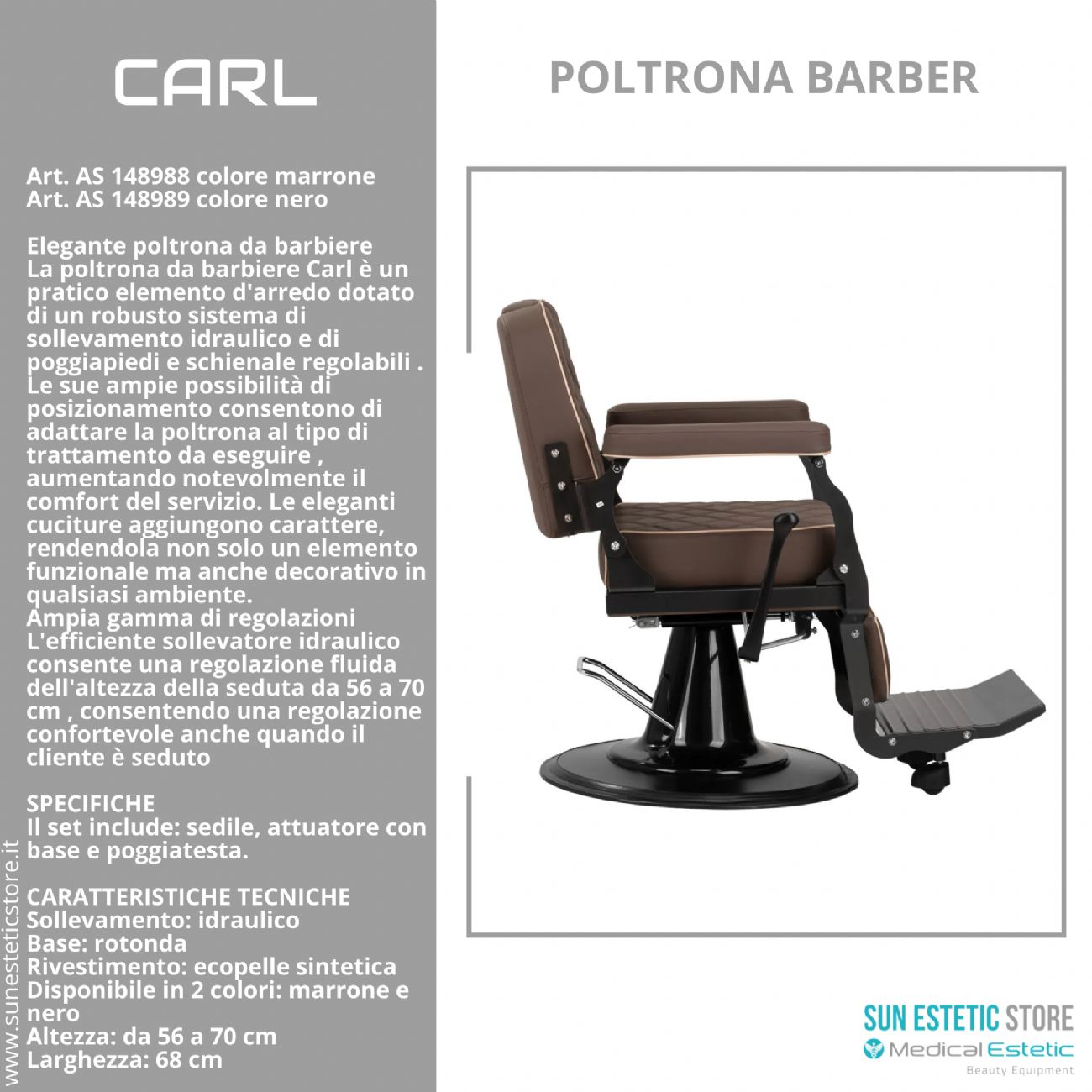 Carl poltrona maschile barber shop