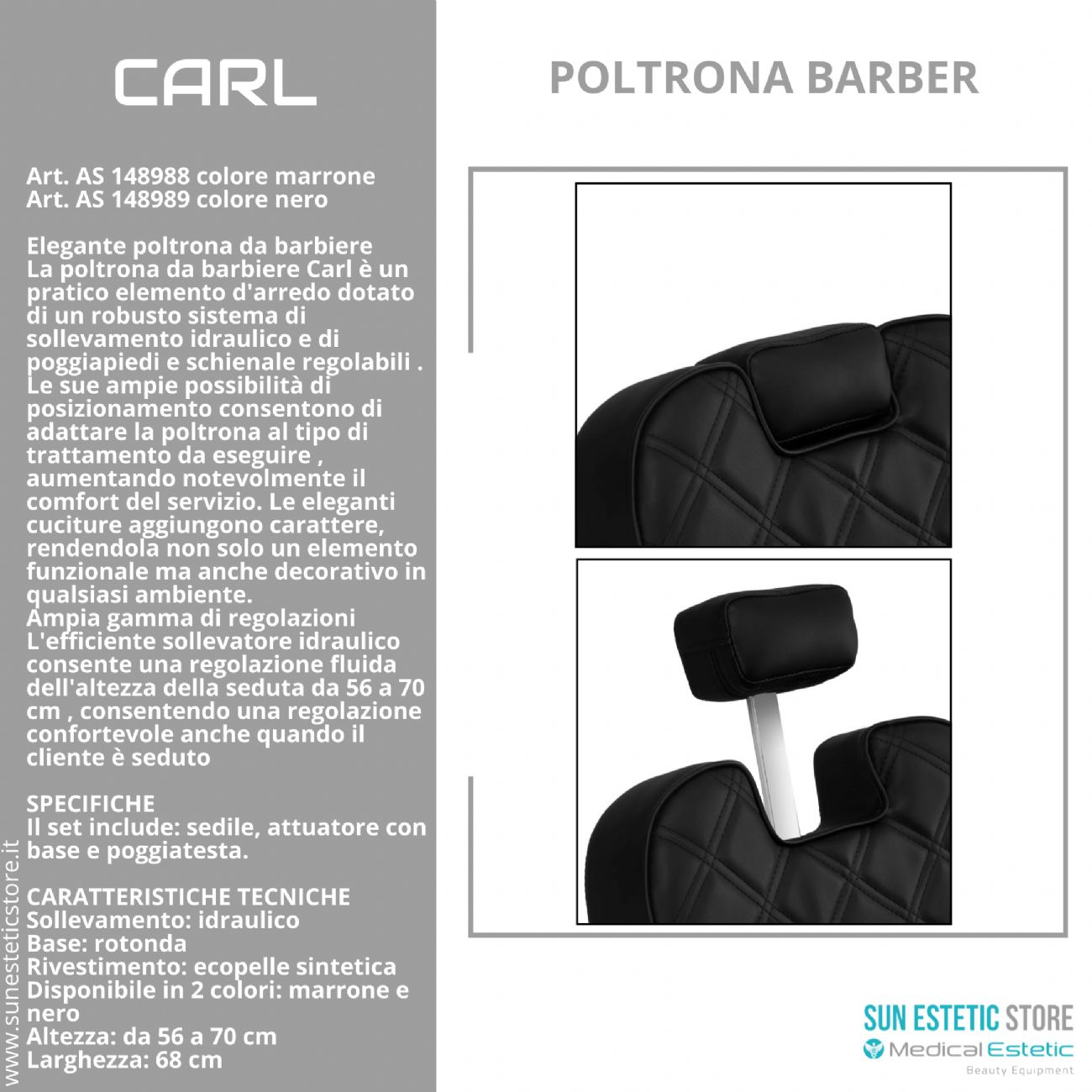 Carl poltrona maschile barber shop