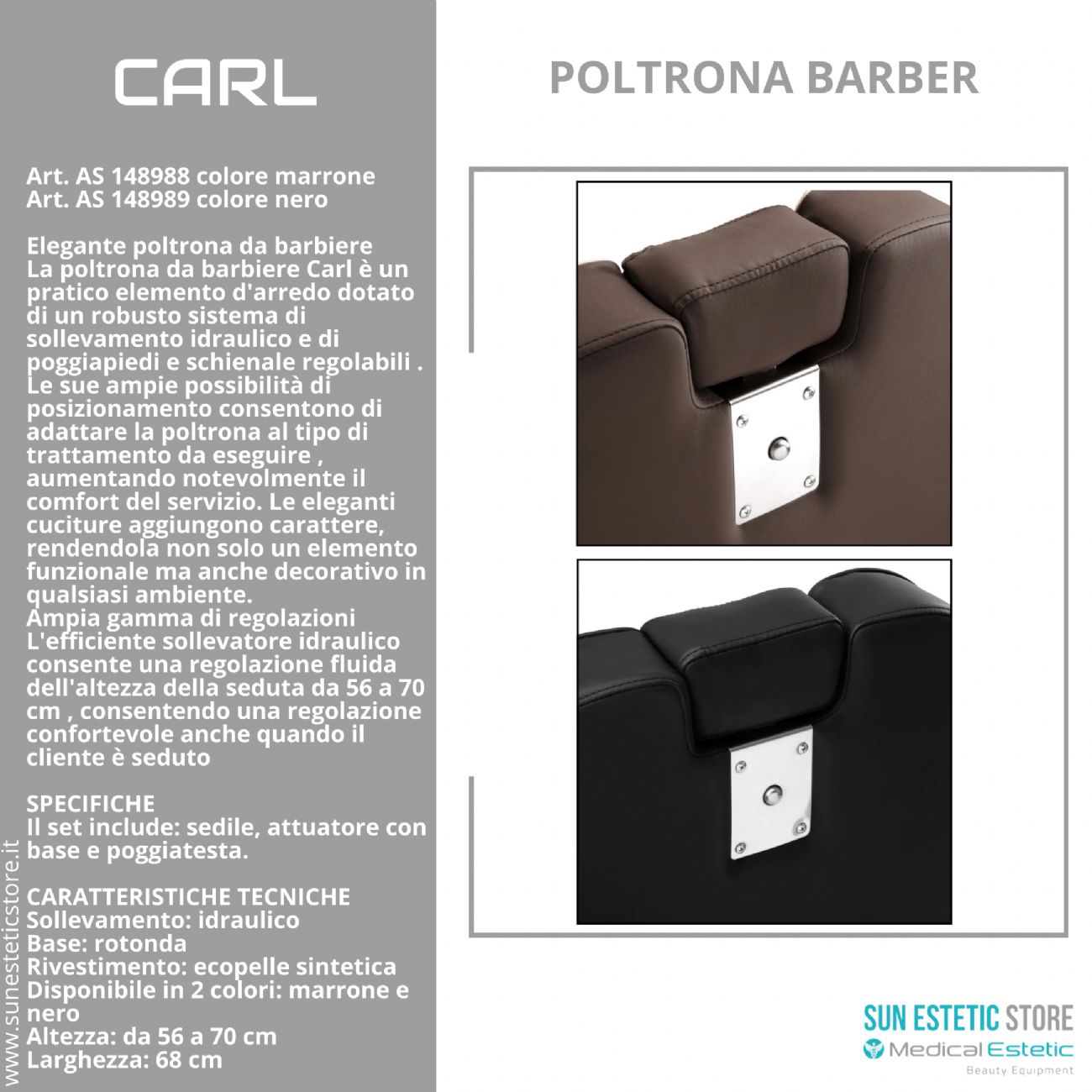 Carl poltrona maschile barber shop