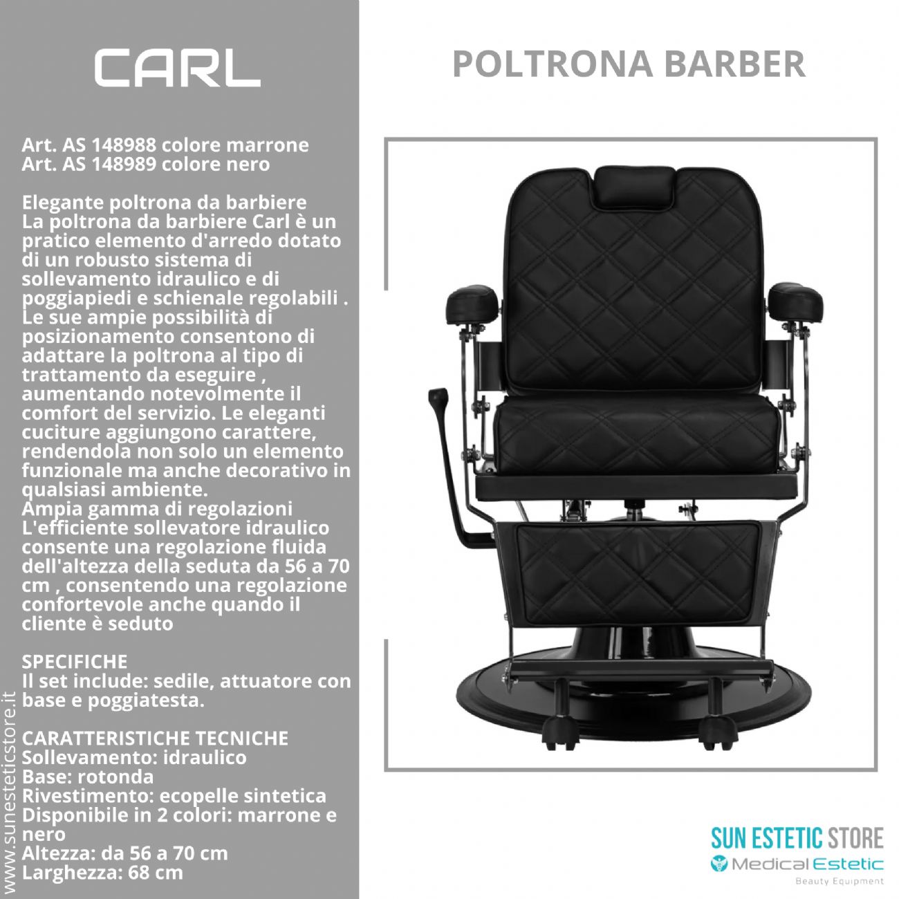 Carl poltrona maschile barber shop