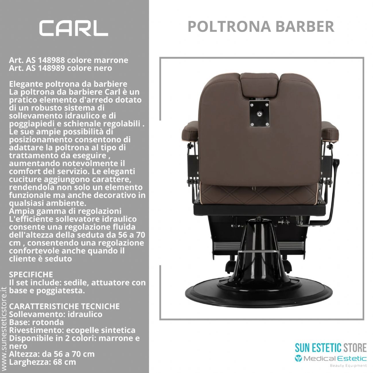 Carl poltrona maschile barber shop