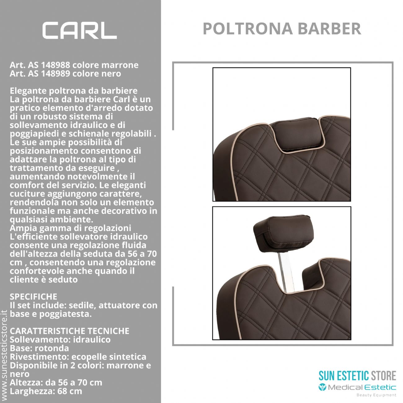 Carl poltrona maschile barber shop
