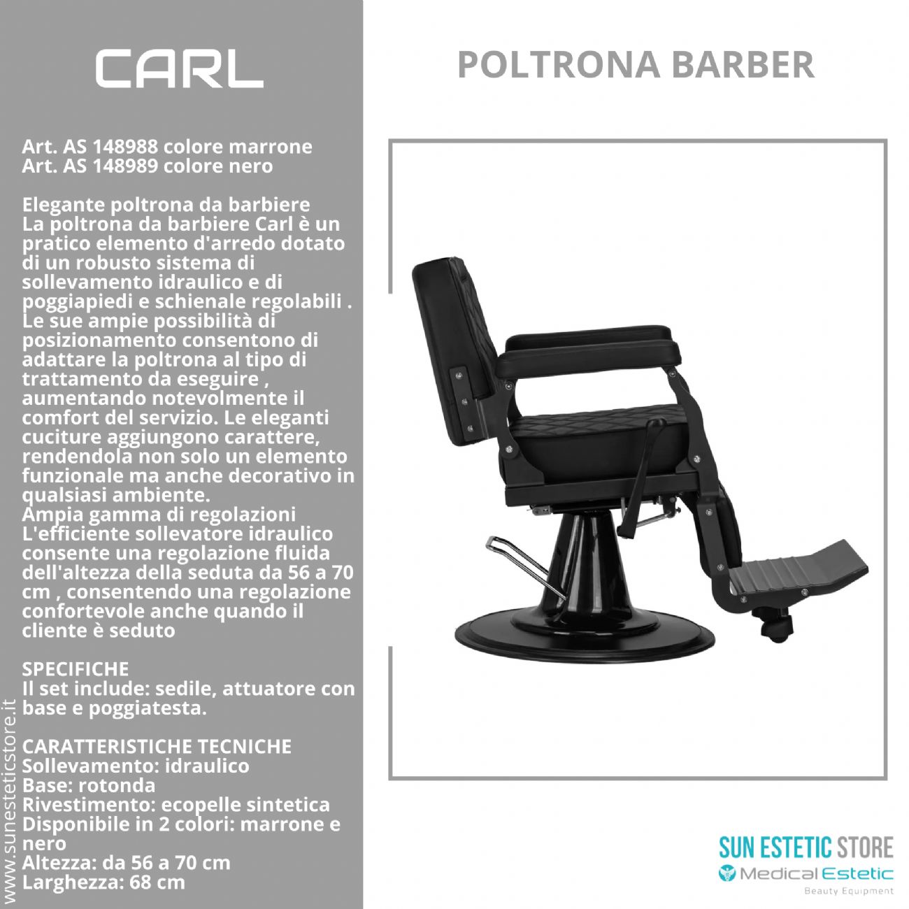 Carl poltrona maschile barber shop