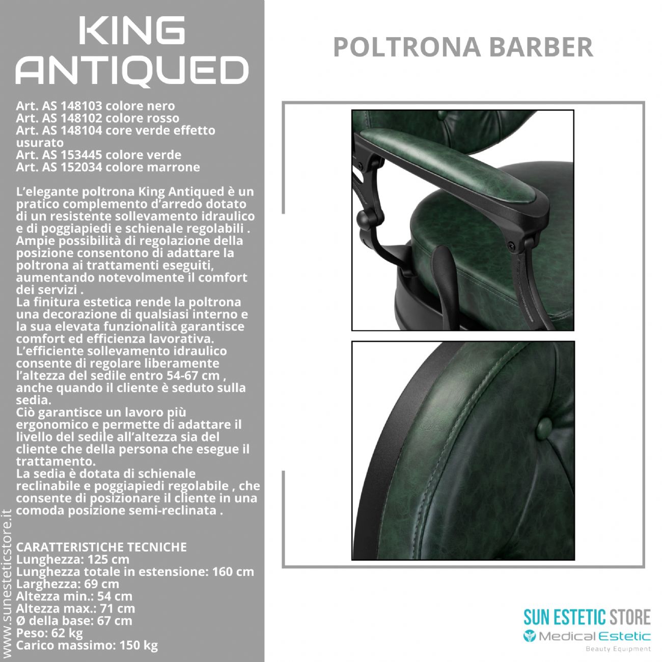 King Antiqued poltrona maschile barbiere Barber shop