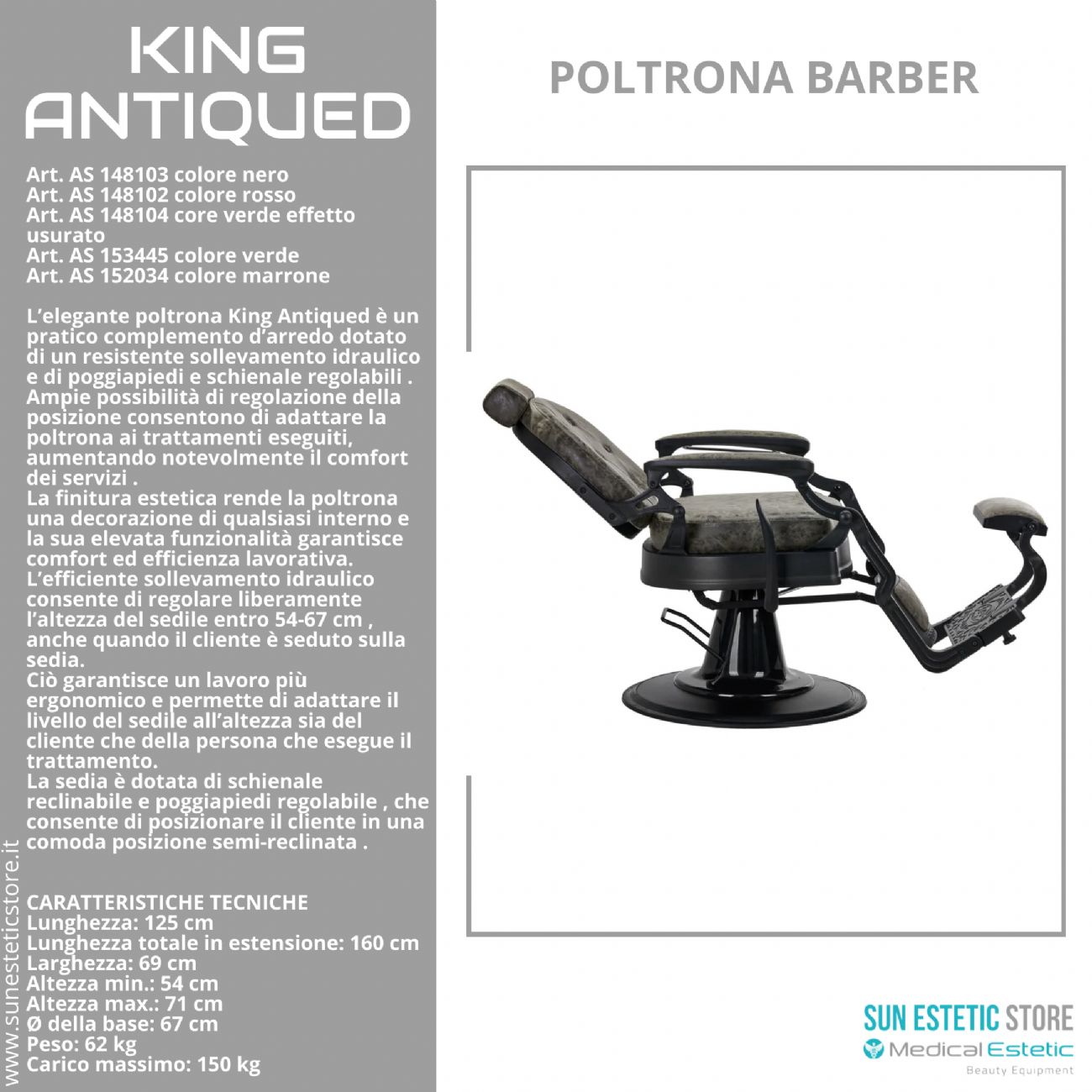 King Antiqued poltrona maschile barbiere Barber shop