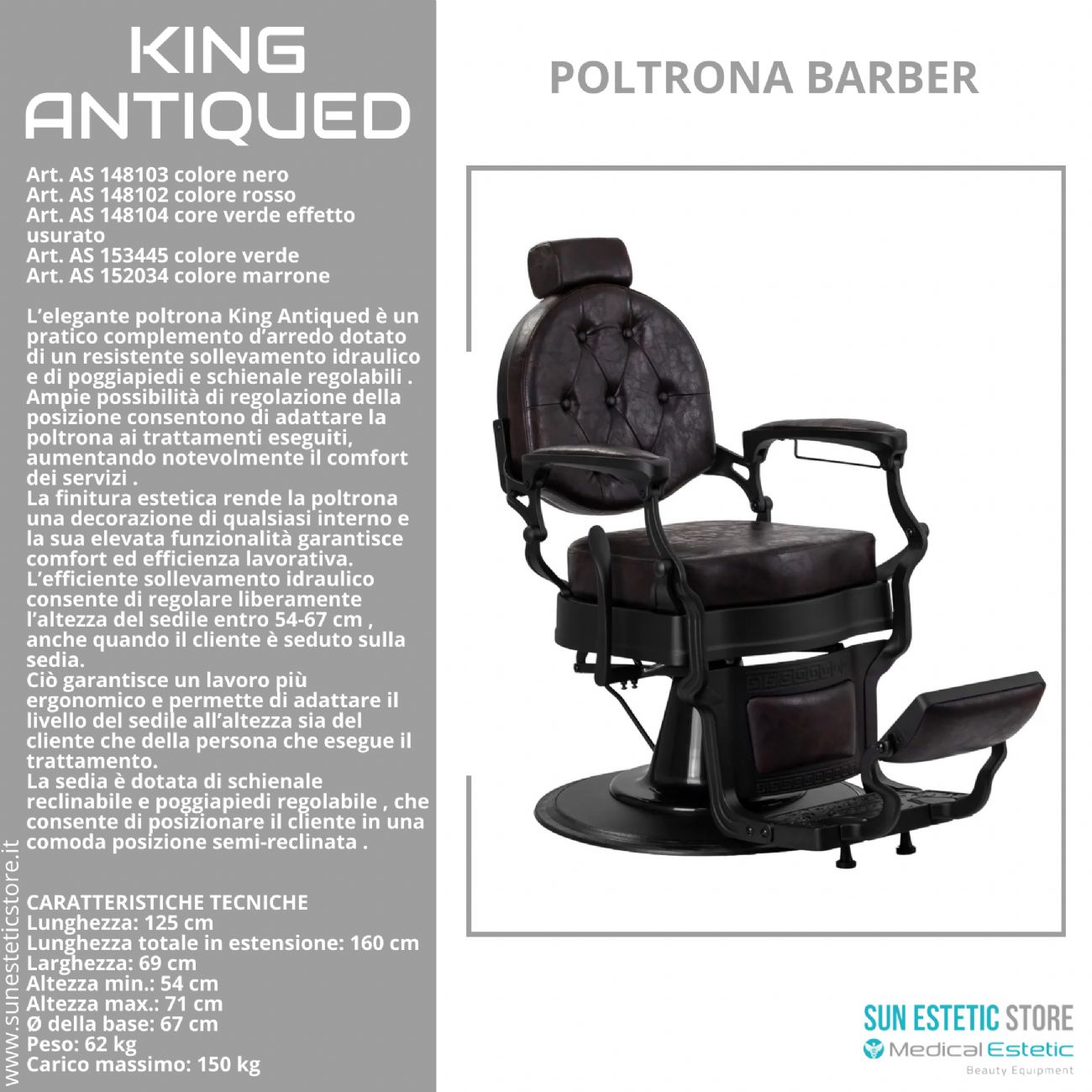 King Antiqued poltrona maschile barbiere Barber shop