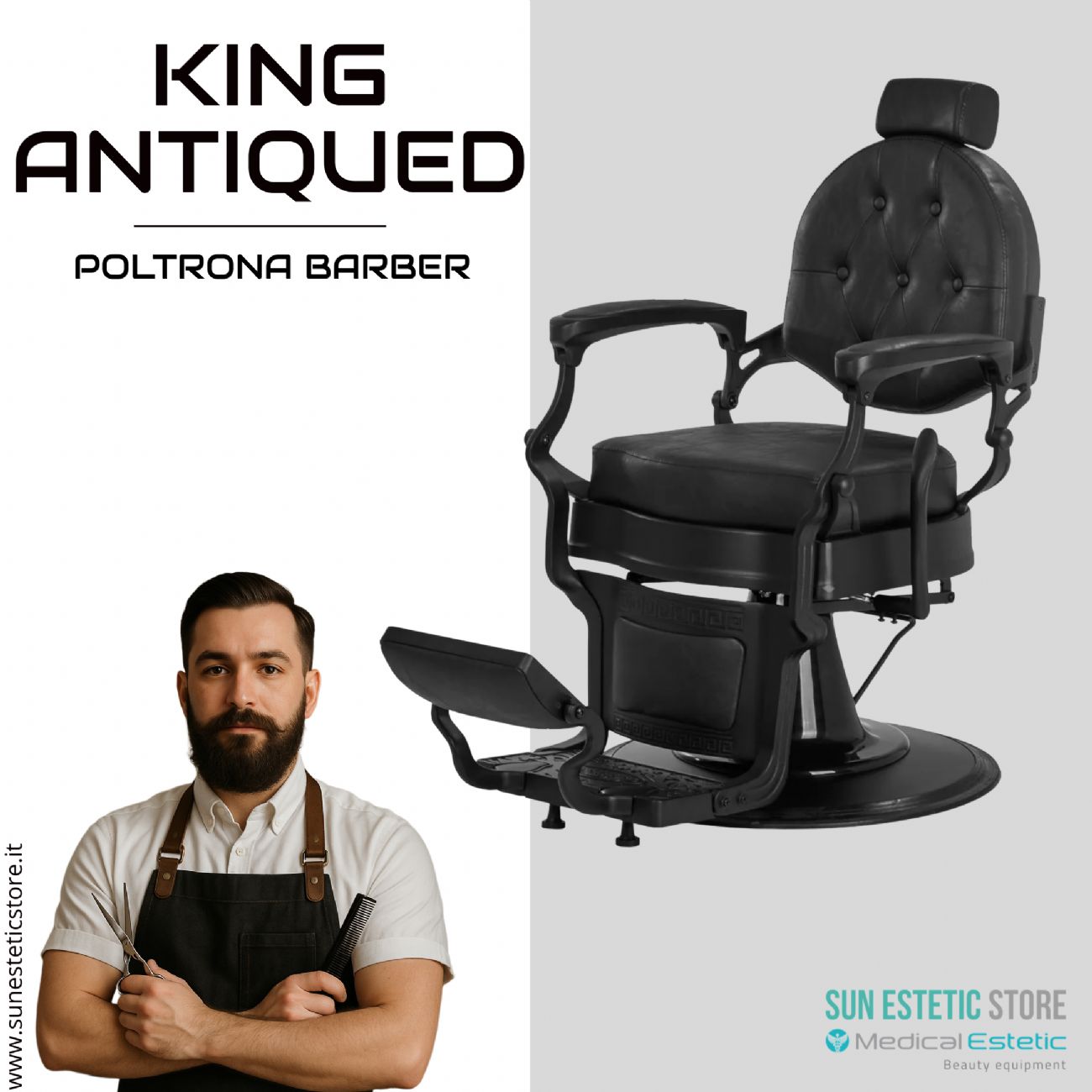 King Antiqued poltrona maschile barbiere Barber shop