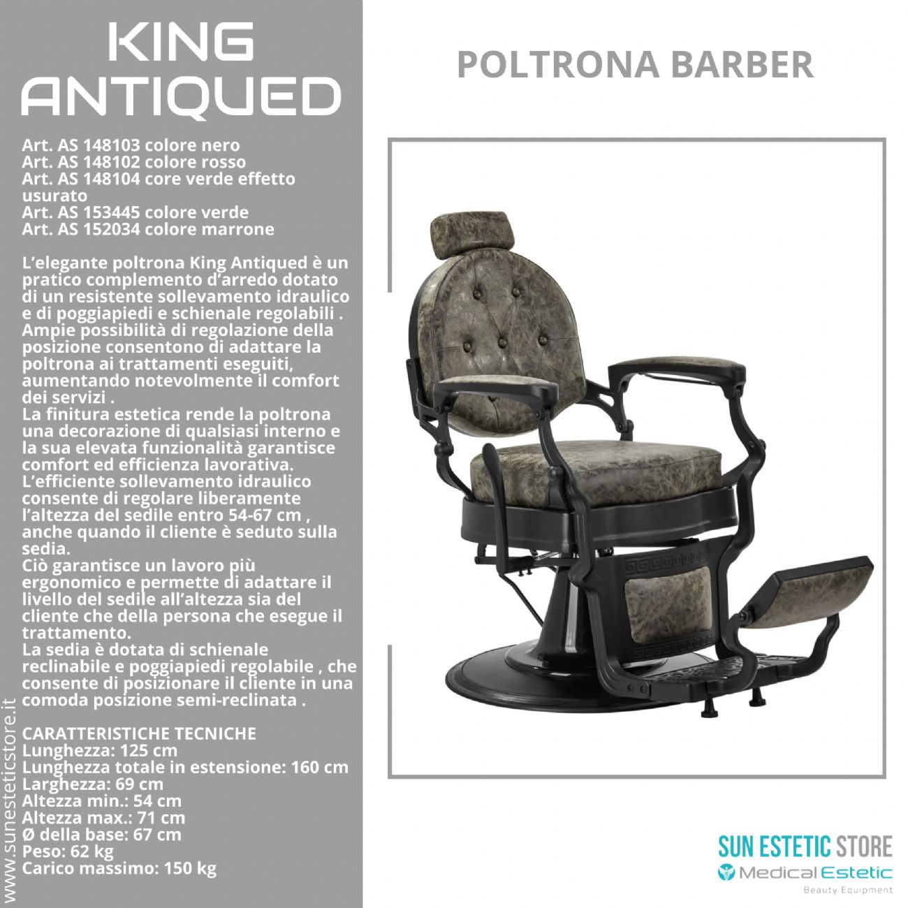 King Antiqued poltrona maschile barbiere Barber shop