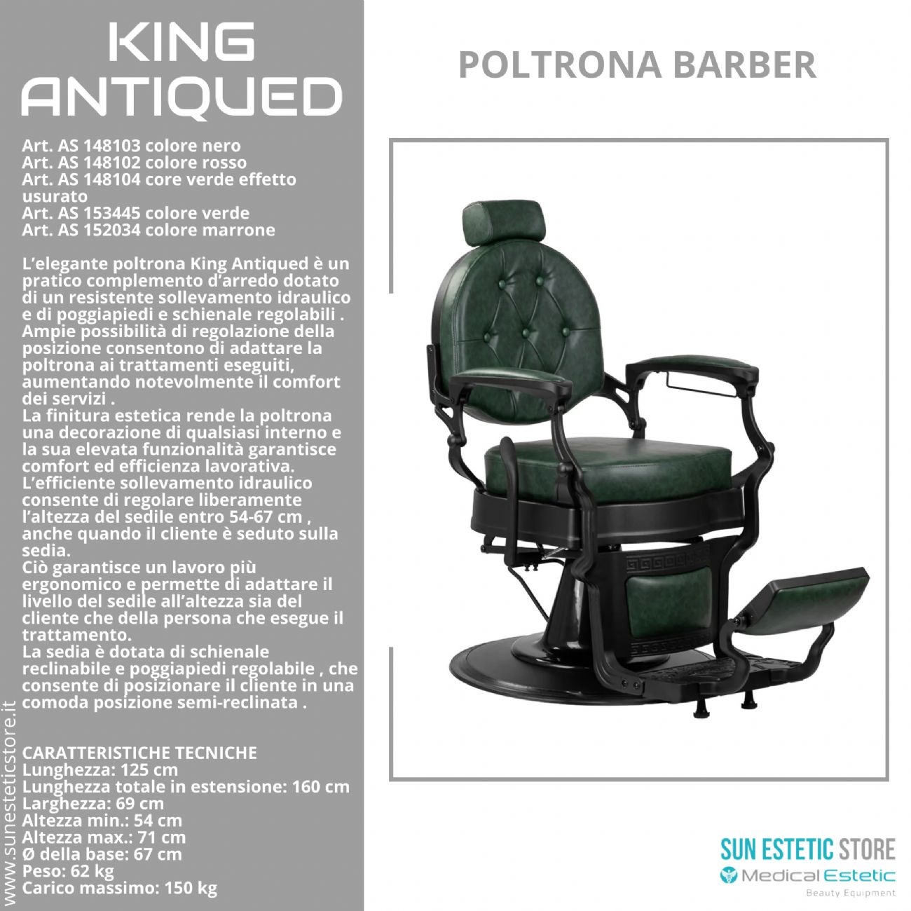 King Antiqued poltrona maschile barbiere Barber shop