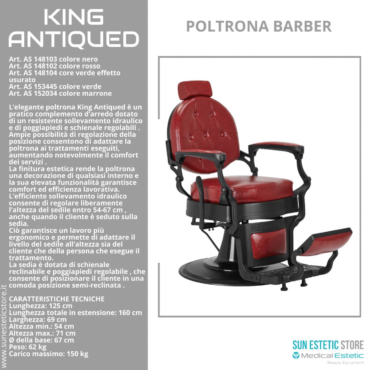 King Antiqued poltrona maschile barbiere Barber shop
