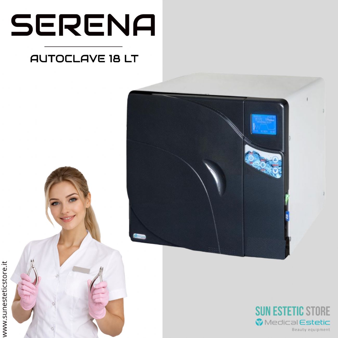 Serena Autoclave 18 lt Classe B sterilizzazione estetica