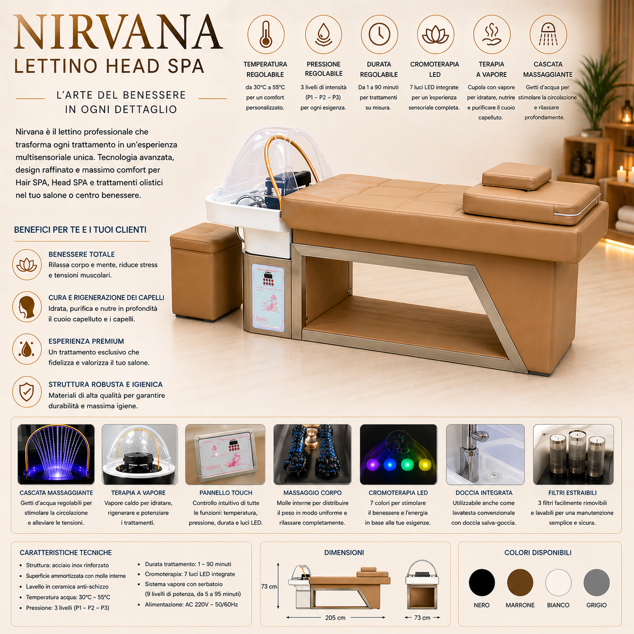 Nirvana lettino trattamenti head spa parrucchiere