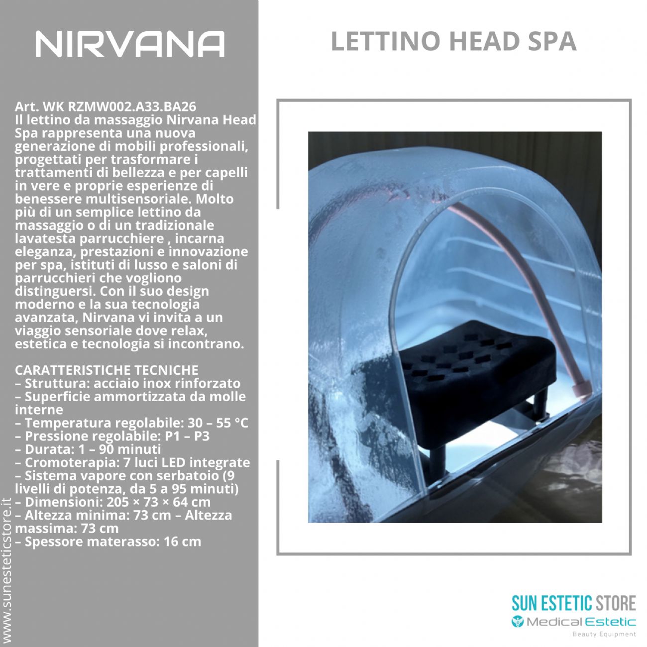 Nirvana lettino trattamenti head spa parrucchiere