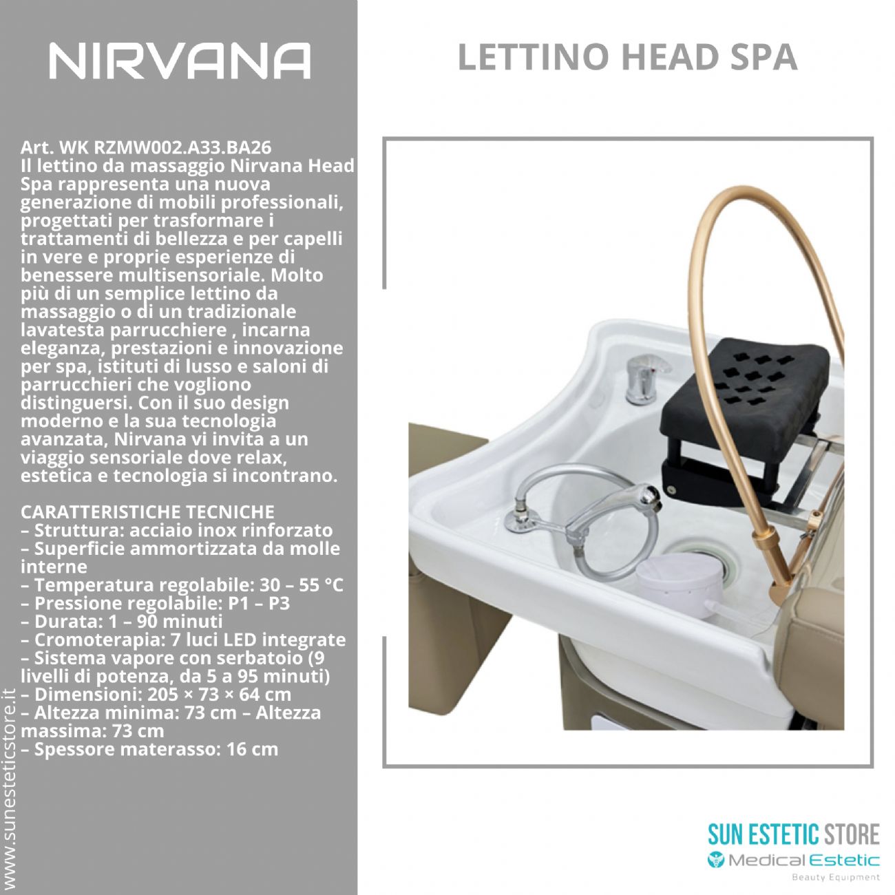 Nirvana lettino trattamenti head spa parrucchiere