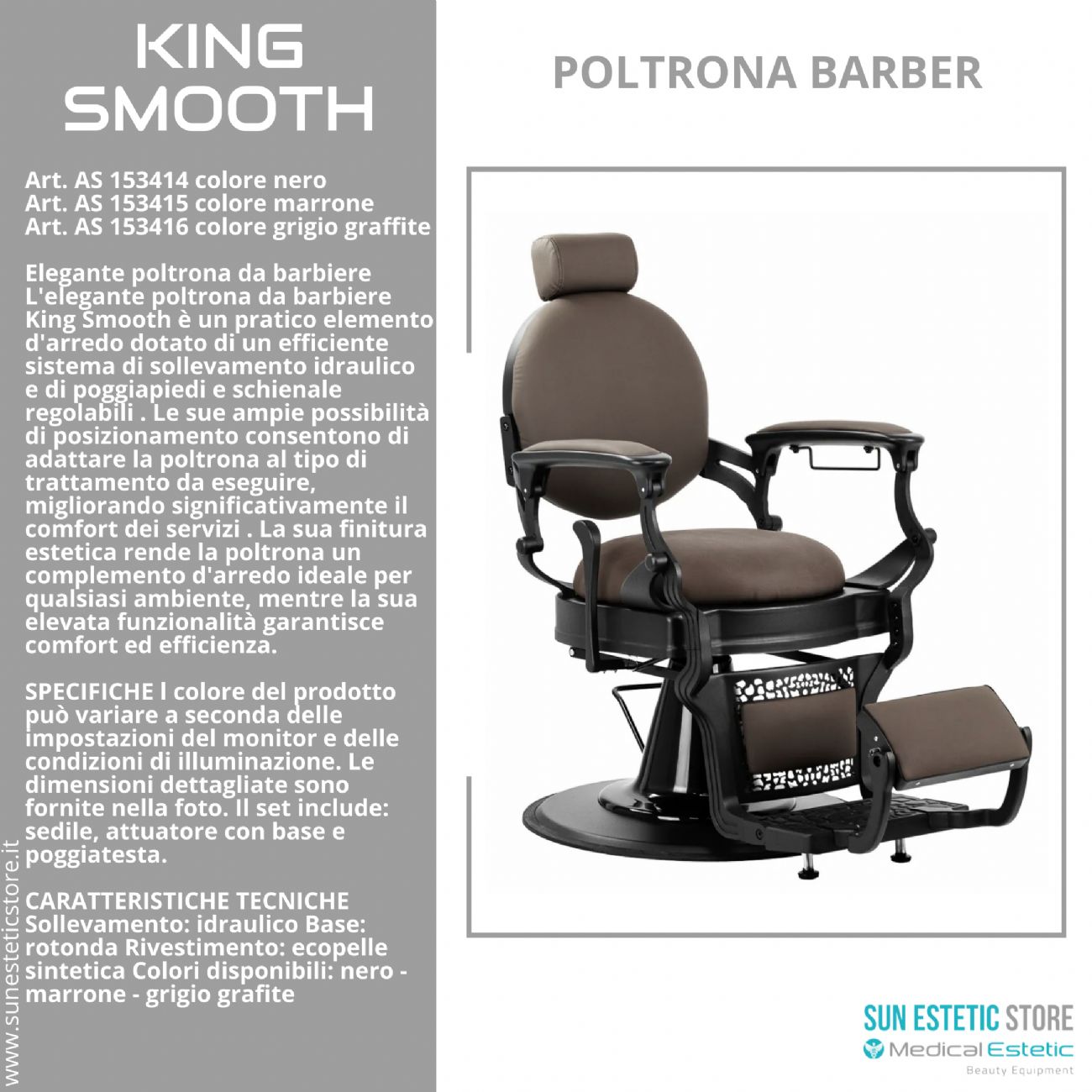 King Smooth poltrona barbiere Barber shop