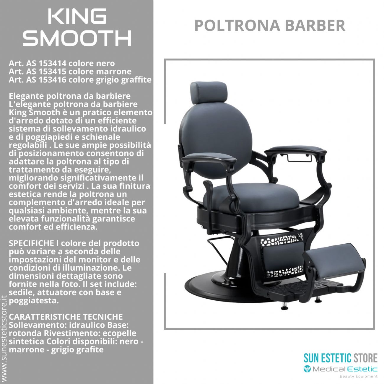 King Smooth poltrona barbiere Barber shop