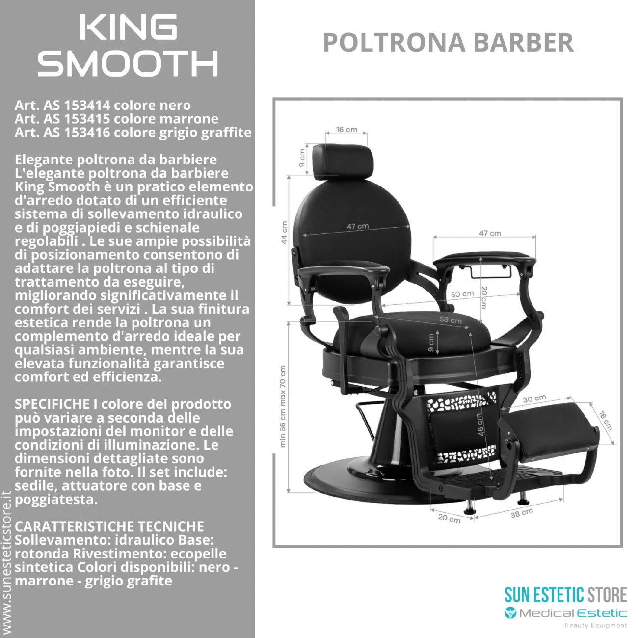 King Smooth poltrona barbiere Barber shop
