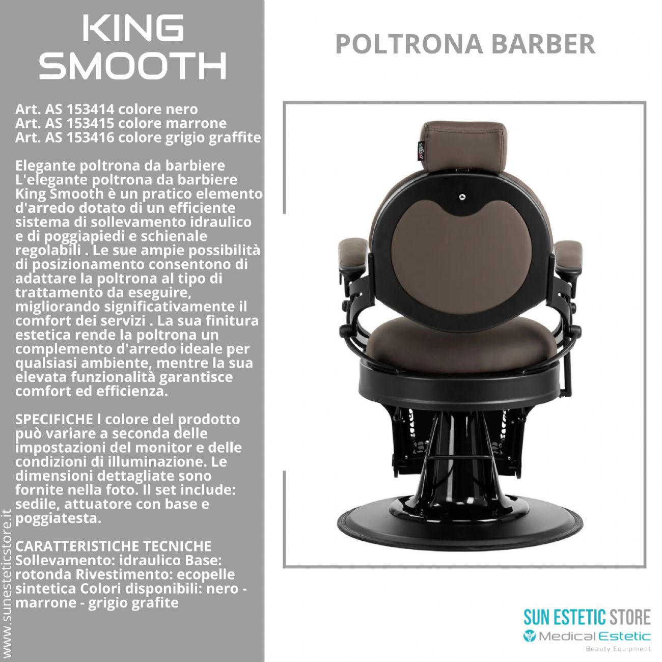 King Smooth poltrona barbiere Barber shop