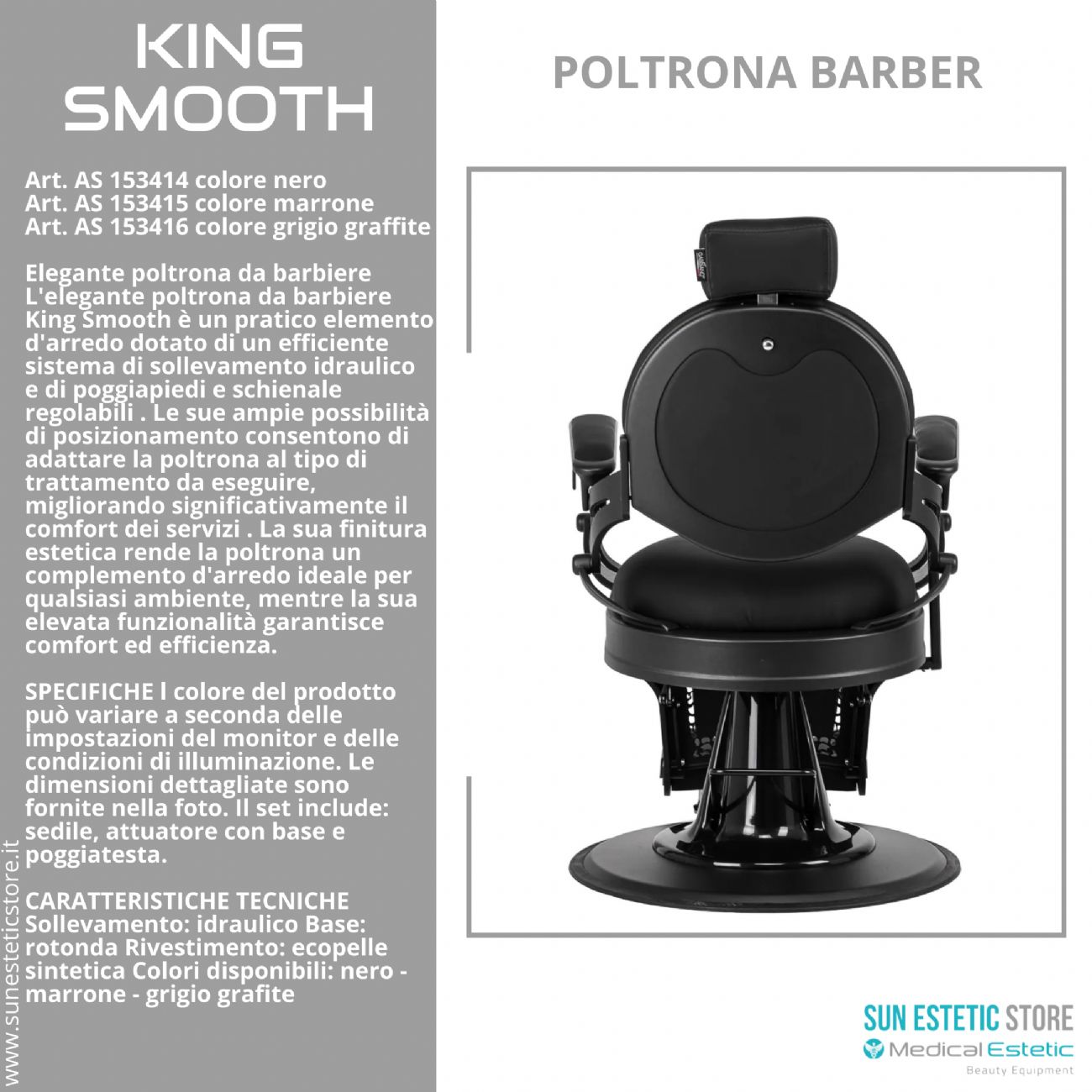 King Smooth poltrona barbiere Barber shop