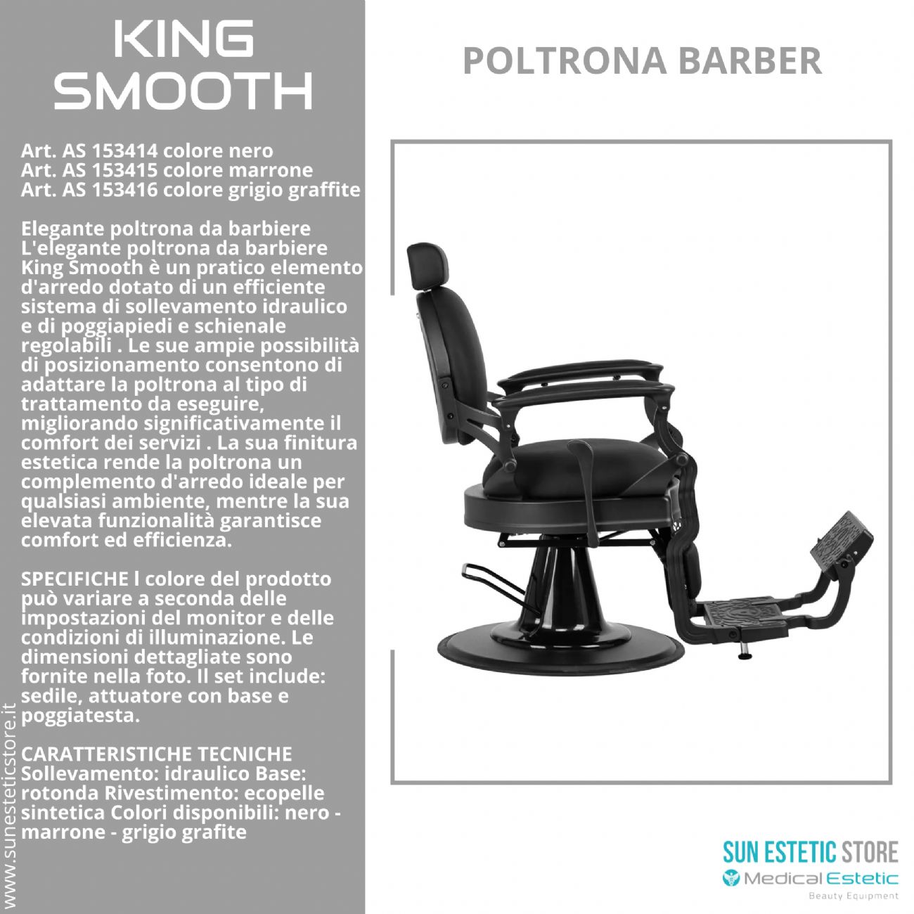 King Smooth poltrona barbiere Barber shop