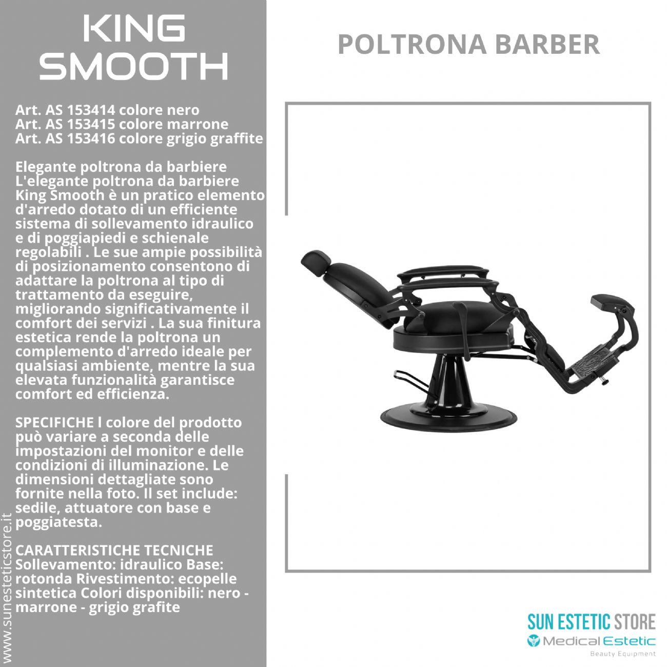 King Smooth poltrona barbiere Barber shop