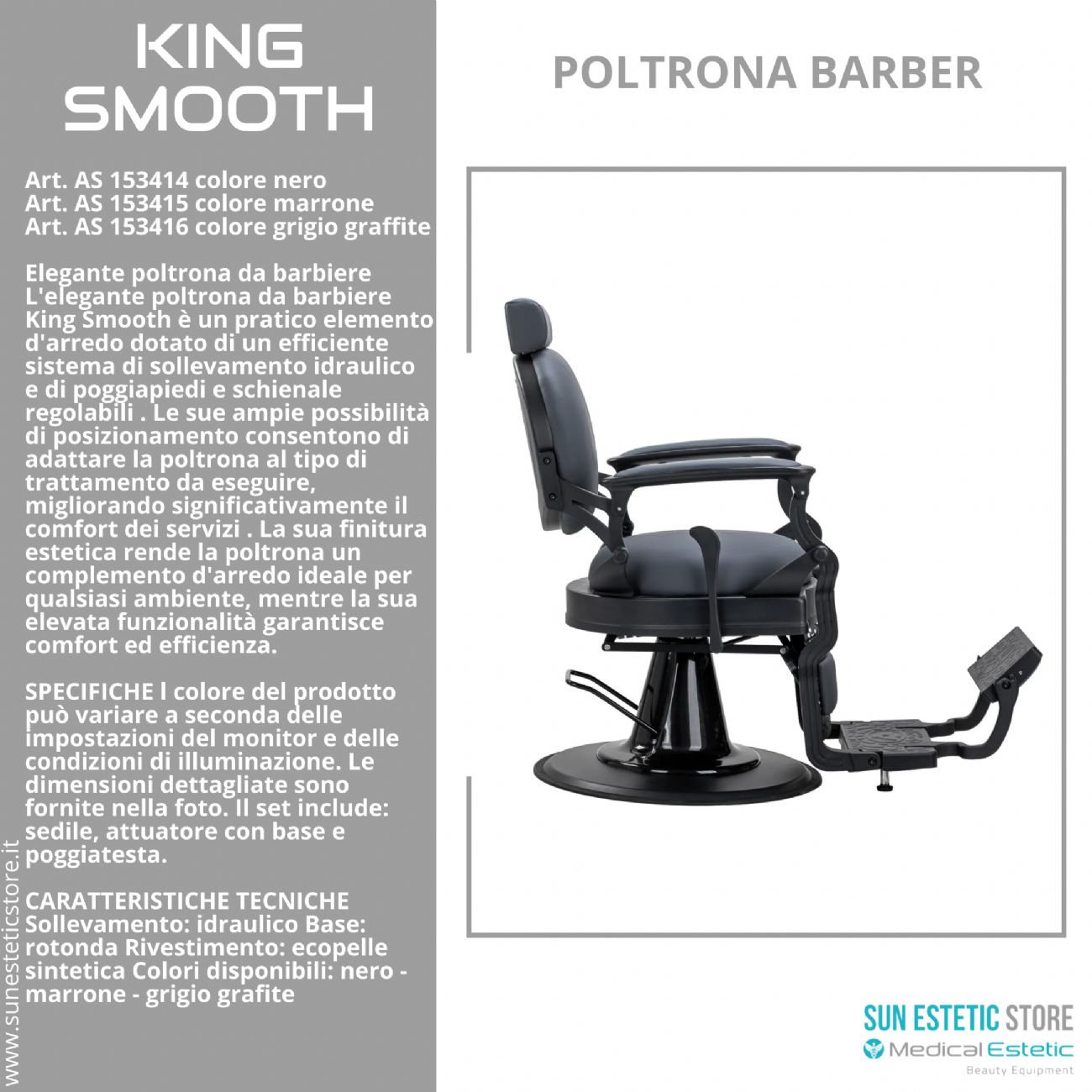 King Smooth poltrona barbiere Barber shop