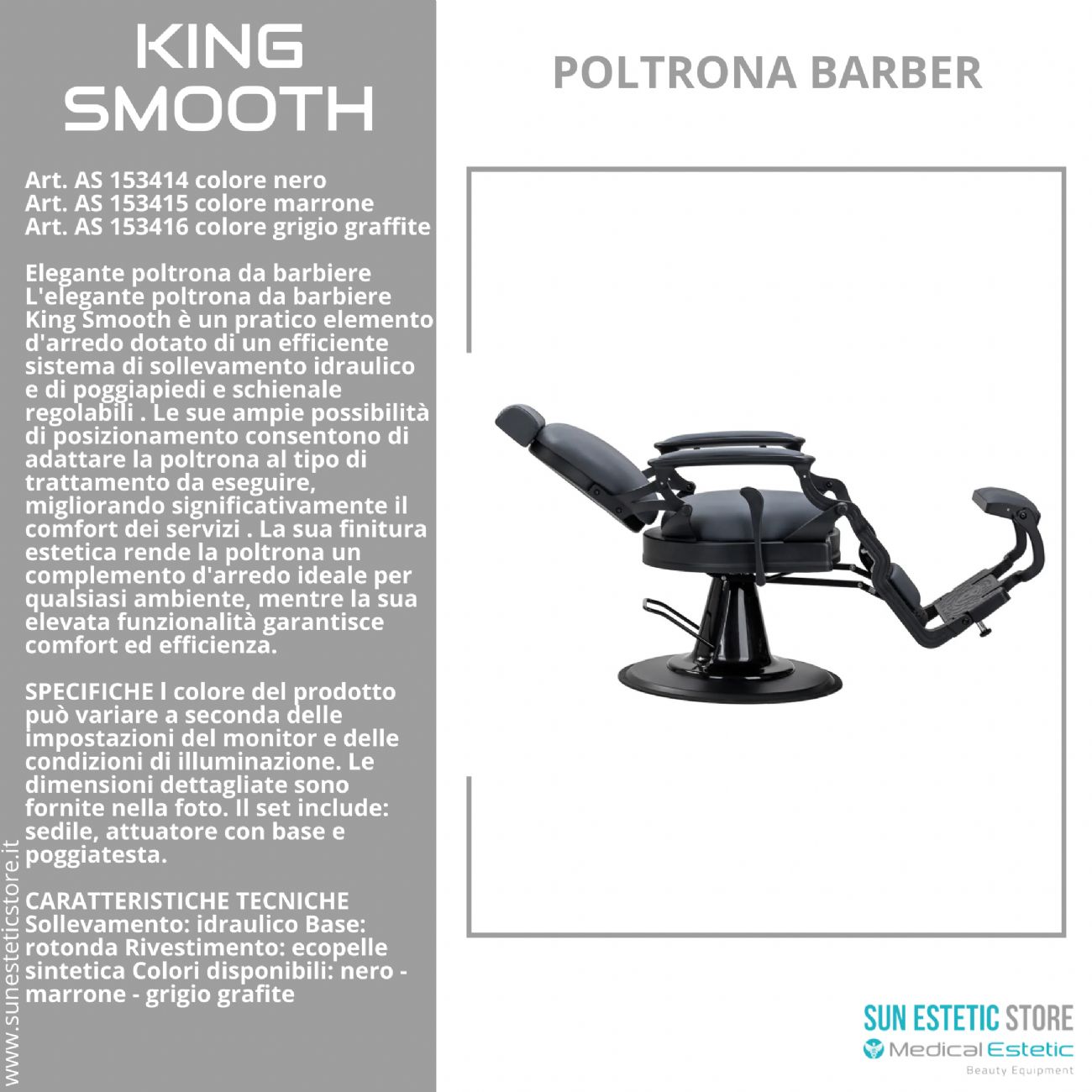 King Smooth poltrona barbiere Barber shop