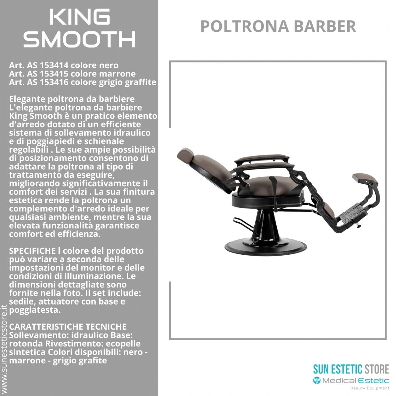 King Smooth poltrona barbiere Barber shop