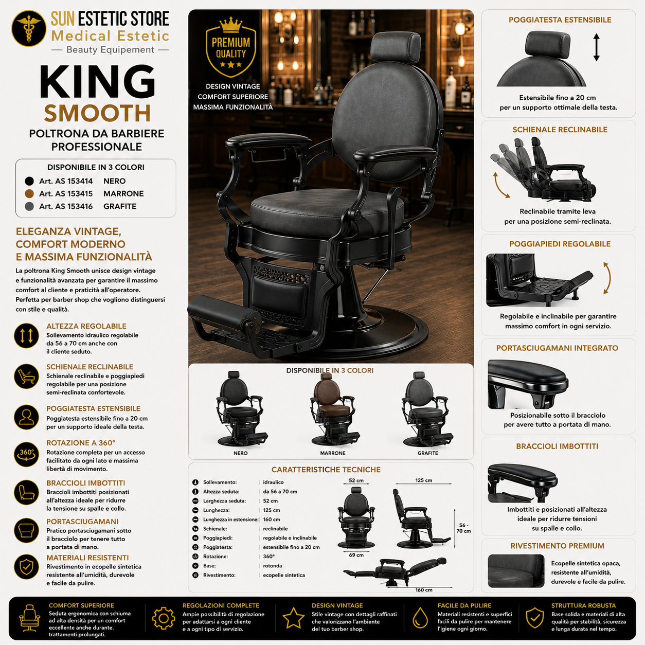 King Smooth poltrona barbiere Barber shop
