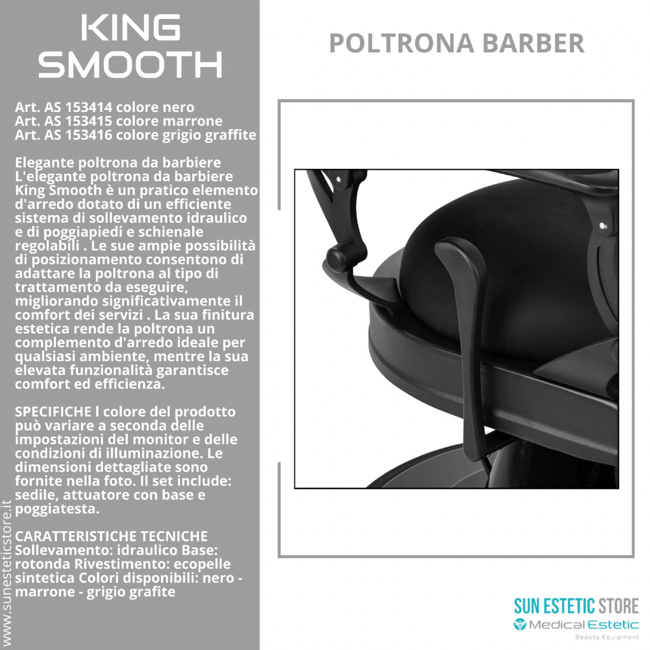 King Smooth poltrona barbiere Barber shop