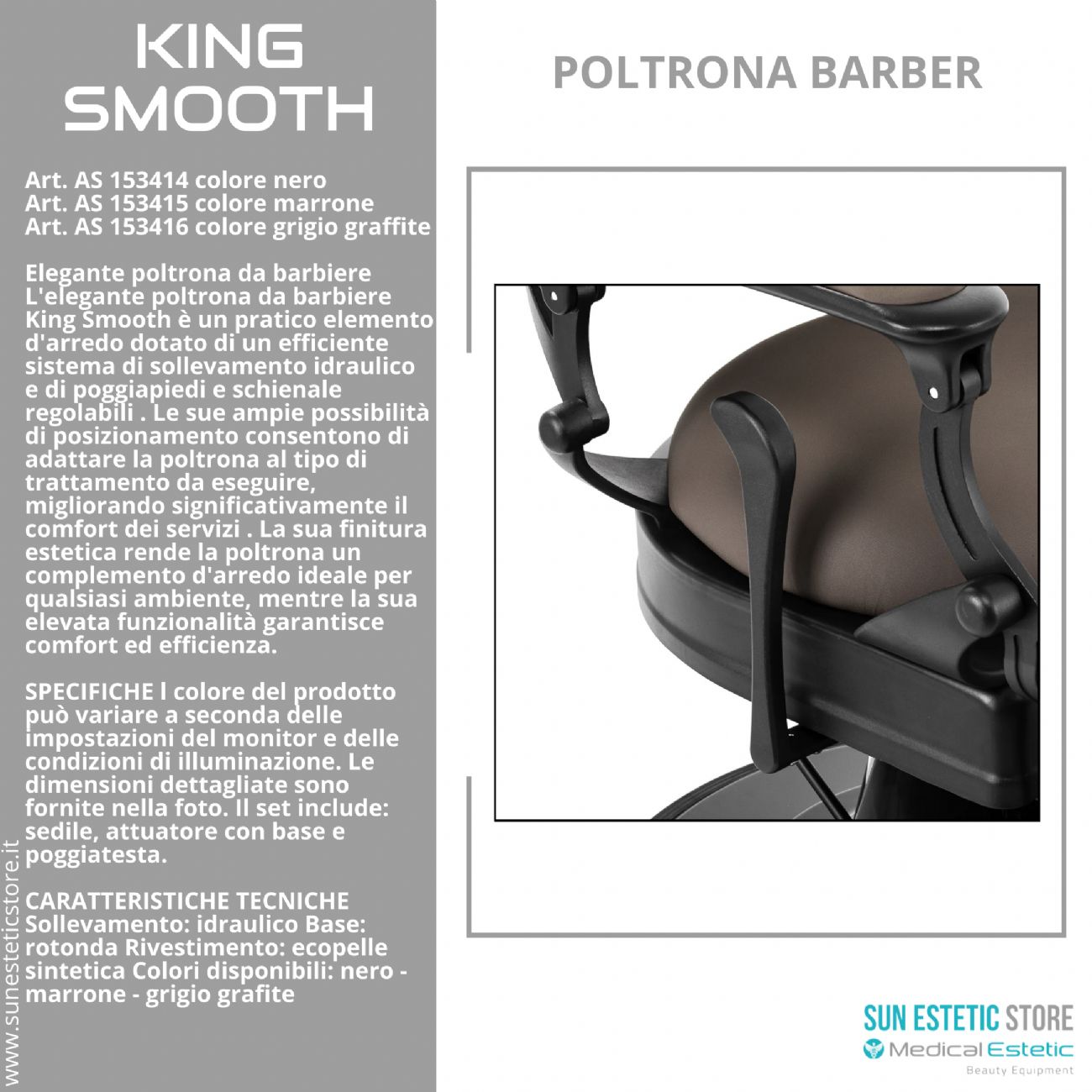 King Smooth poltrona barbiere Barber shop