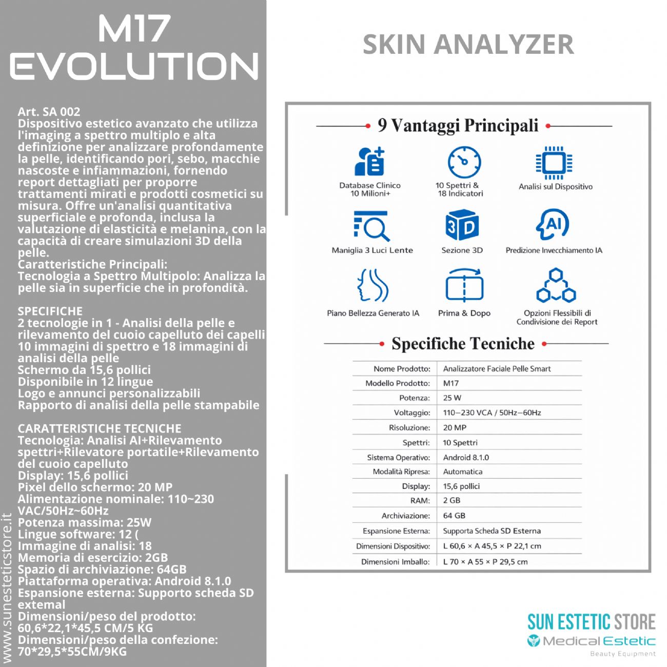 Skin Analyzer M17 Evolution analizzatore pelle e cuoio capelluto
