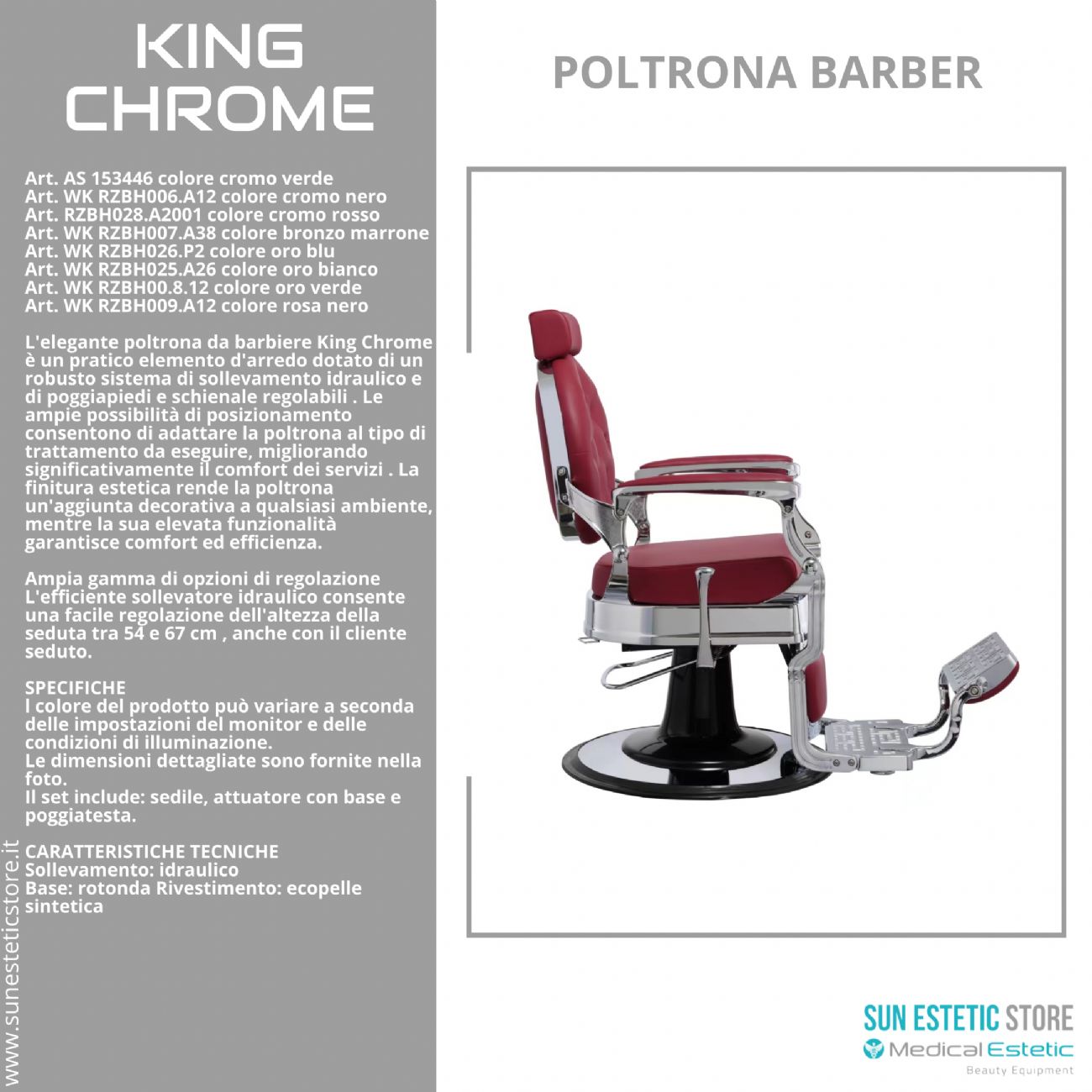 King Chrome poltrona barbiere barber shop